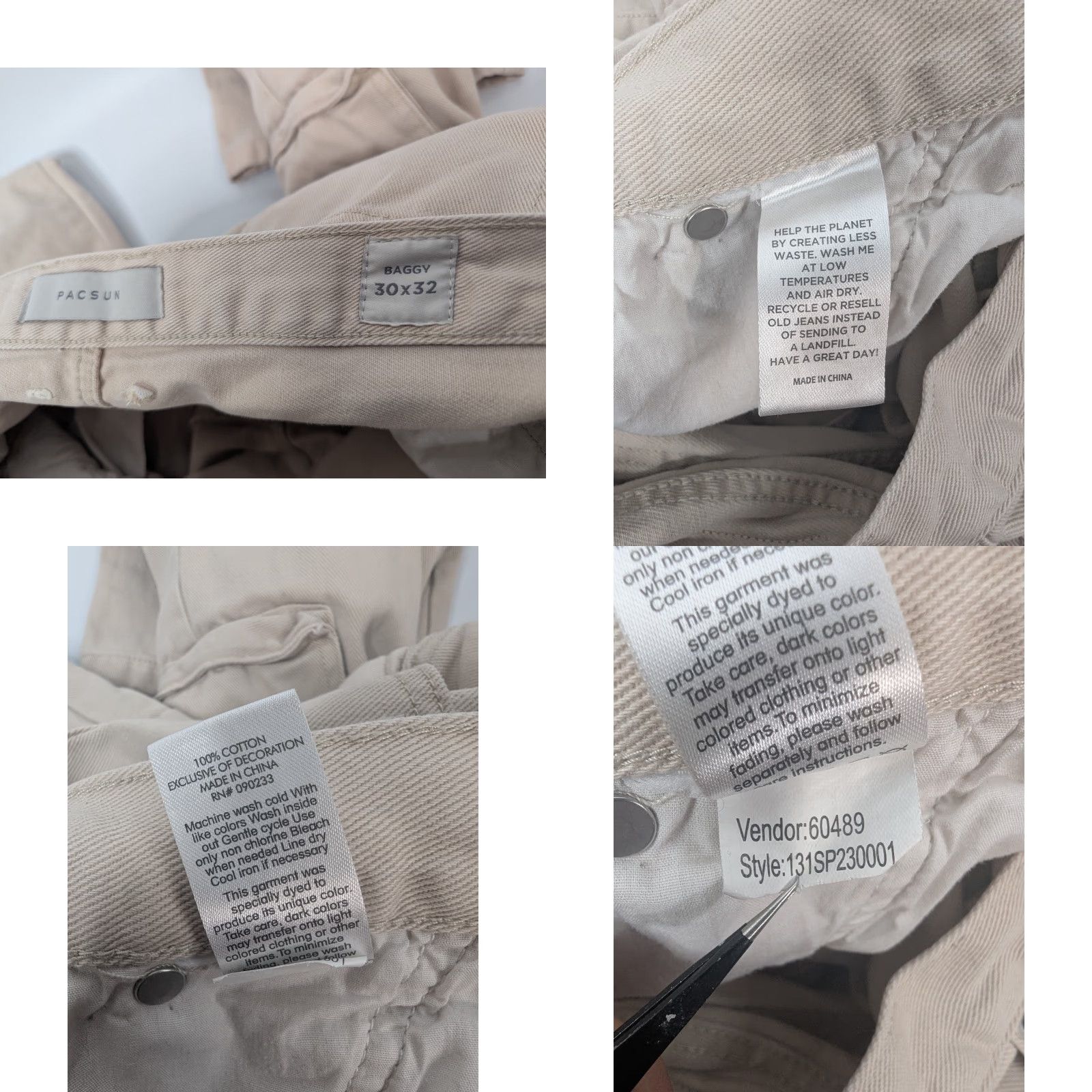 Pacsun Pacsun Cargo Convertible Pants Baggy Wide-Leg Denim Men Regular 30x32 Ivory Cotton Zipper Pockets 100% Cotton Y2K Vintage No Size US 32 / EU 48 - 9 Thumbnail