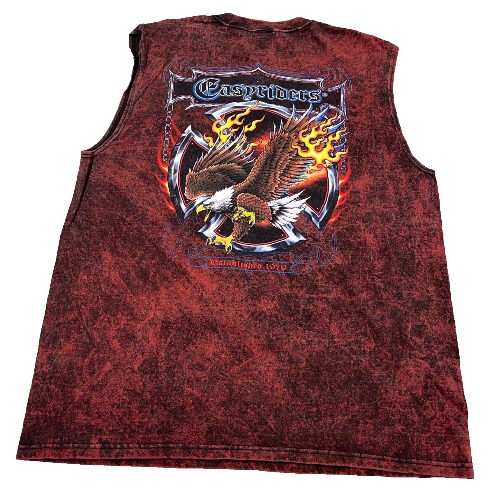 Anvil Easyriders Shirt Men XL Red Tank Top Biker Eagle Fire Flames Iron Cross Tie Dye Graphic Print Vintage Anvil T-Shirt USA 80s Motorcycle Logo Mens Size US XL / EU 56 / 4 - 2 Thumbnail