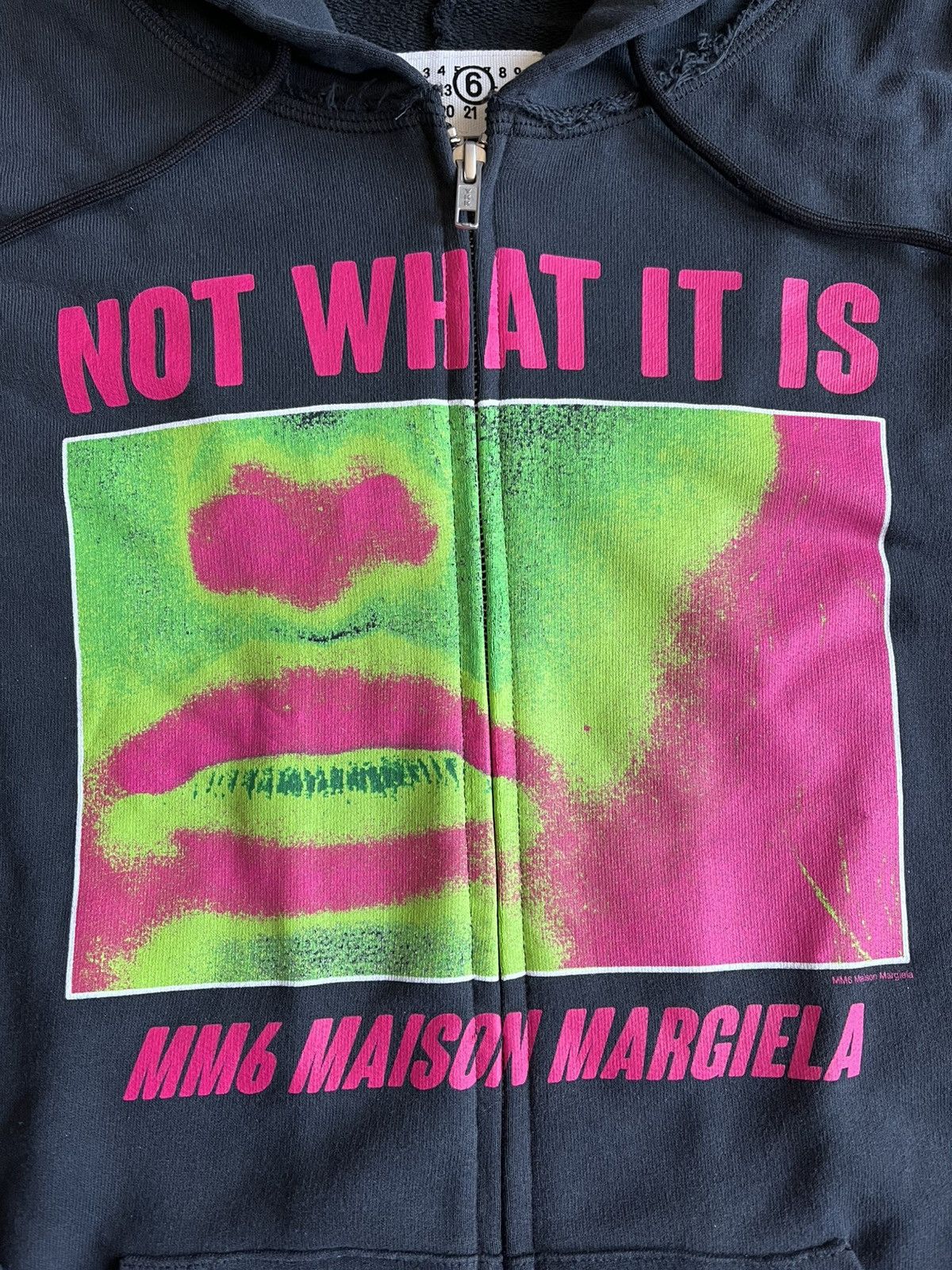 Maison Margiela Maison Margiela MM6 Not What It Is Zip Up Hoodie Black AW24 Size US L / EU 52-54 / 3 - 2 Thumbnail