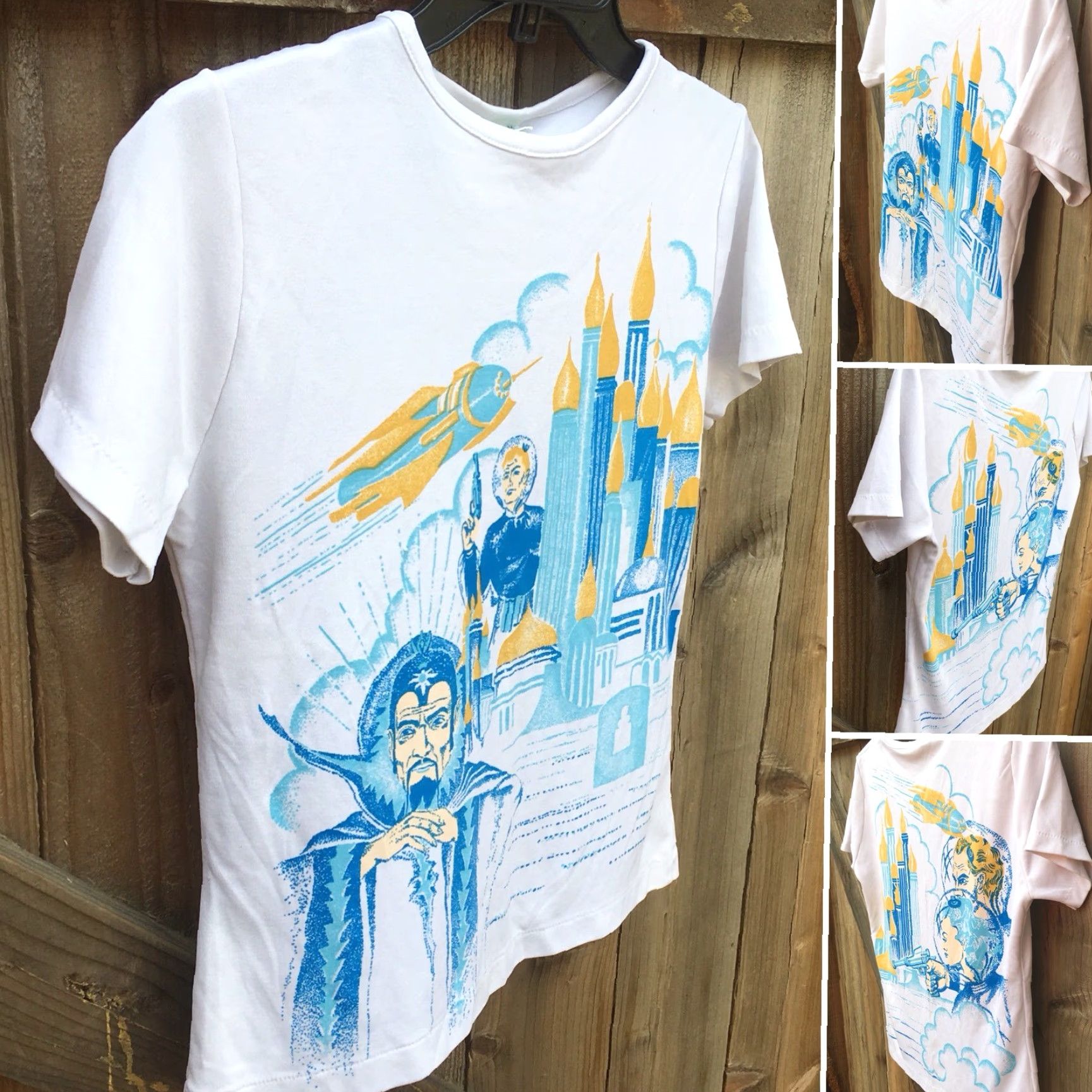 Sears VINTAGE Sears Flash Gordon T-Shirt Womens Graphic Tee 1970s White M Short Sleeve Front Back Print Nylon 18" Chest Size M / US 6-8 / IT 42-44 - 5 Thumbnail