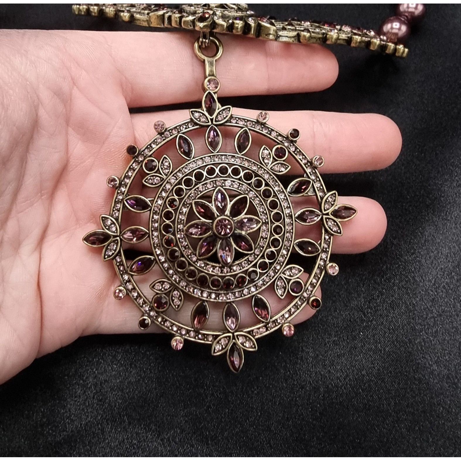 Vintage Heidi Daus Statement Necklace With Purple Beads & Intricate Size ONE SIZE - 6 Thumbnail
