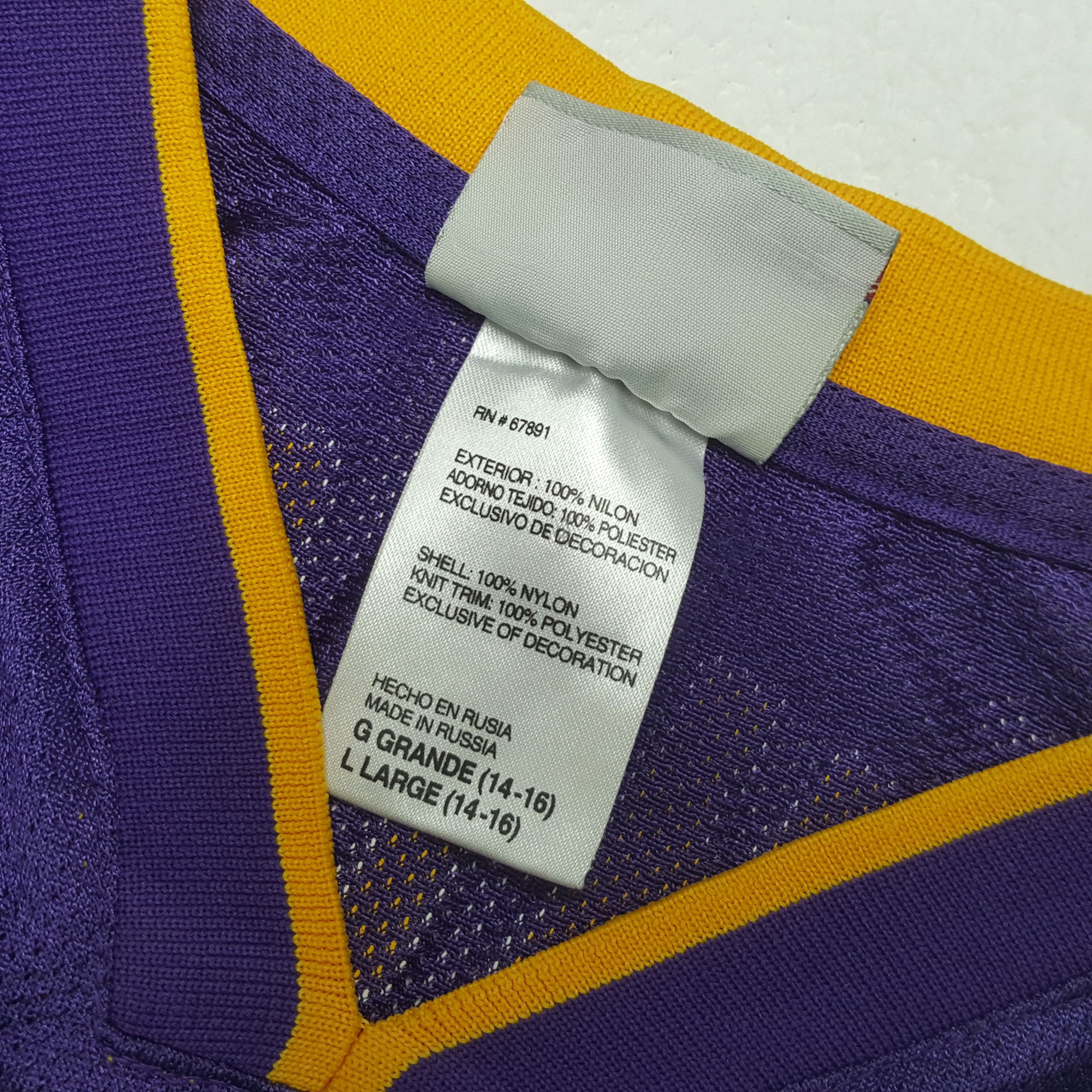 NBA Reebok Lakers Los Angeles Basketball Team Jersey RR6 Size US M / EU 48-50 / 2 - 6 Thumbnail