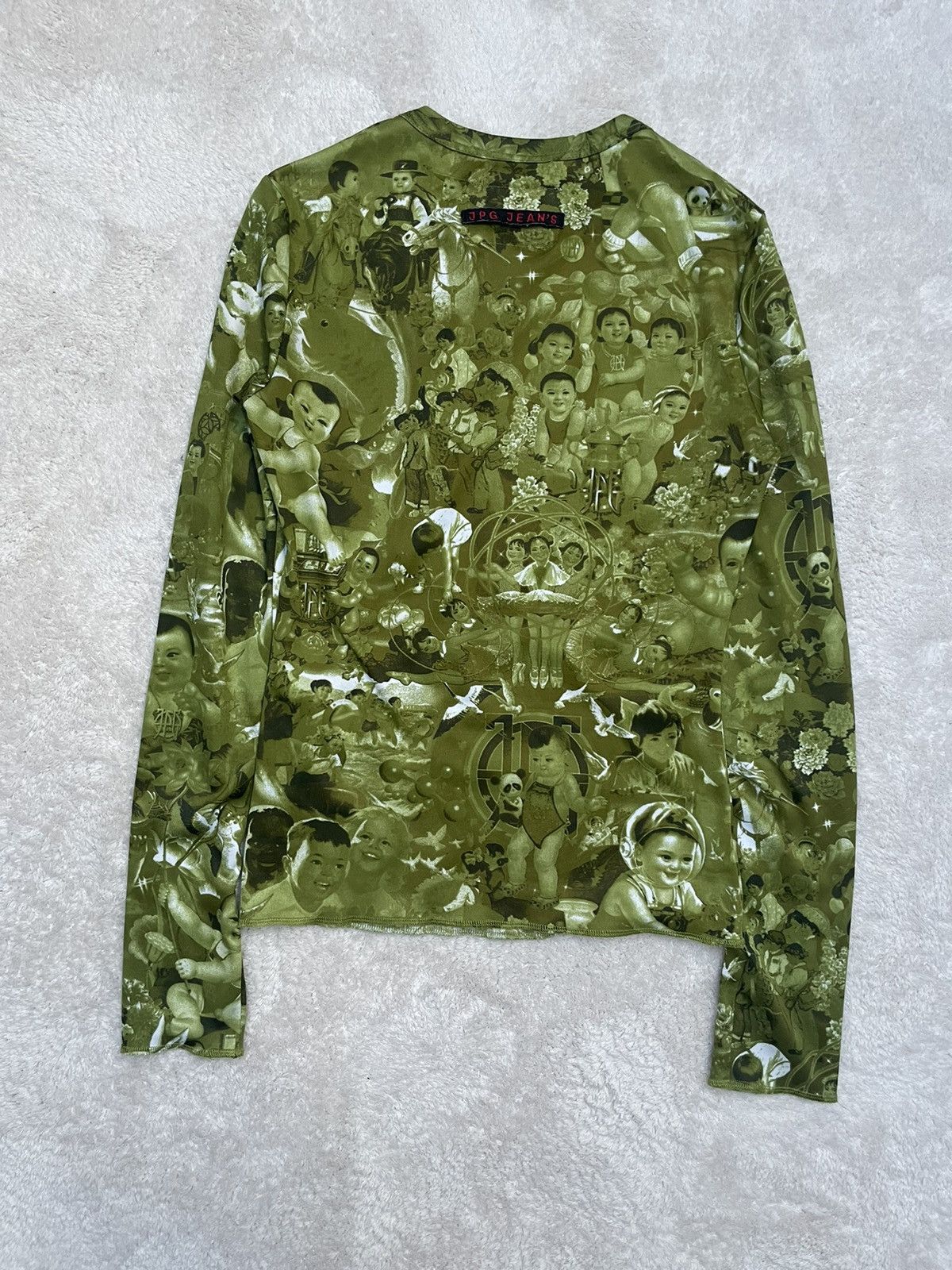 Jean Paul Gaultier Gaultier 1990s Chinese Propaganda Print Green Longsleeve Size M / US 6-8 / IT 42-44 - 2 Thumbnail