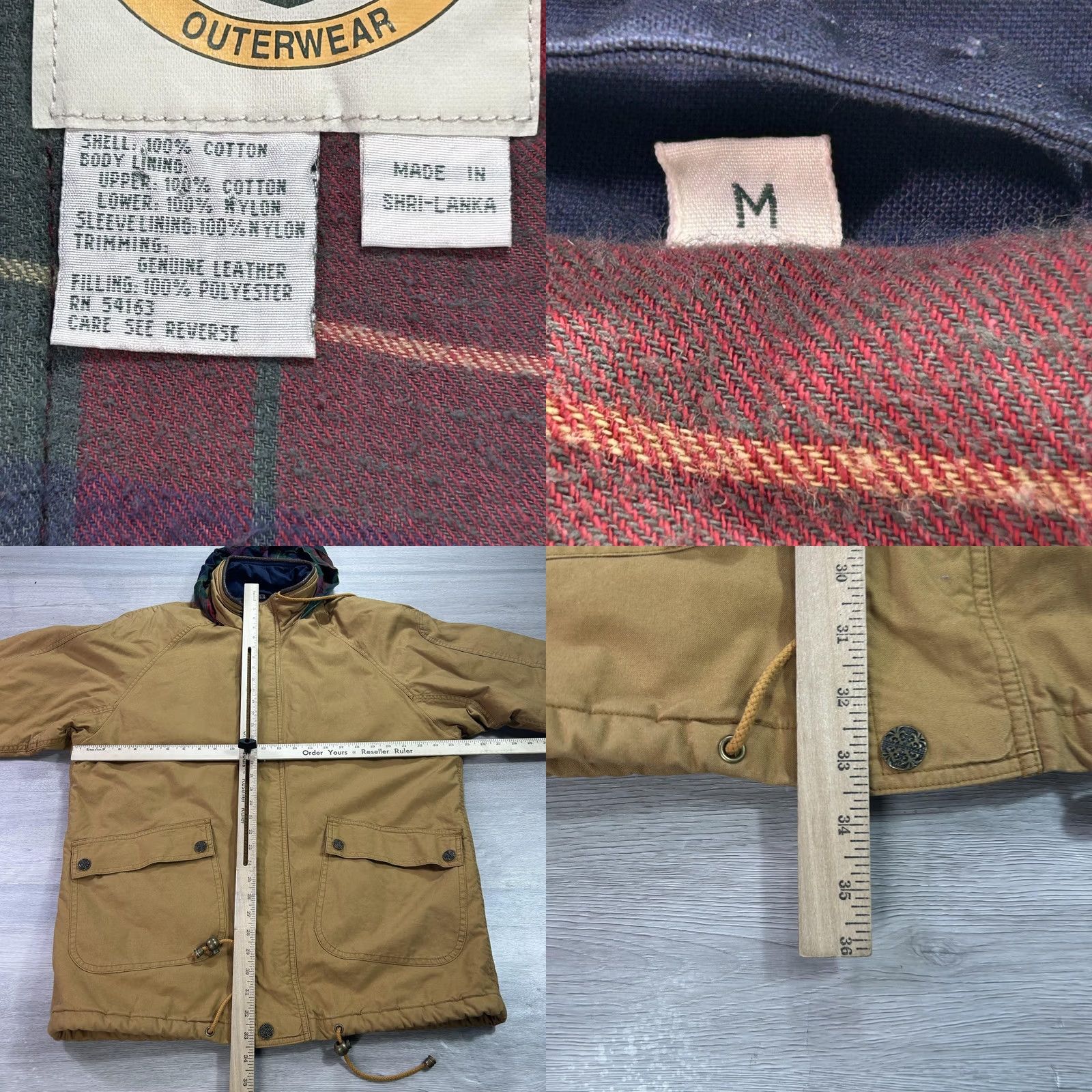 Vintage VINTAGE J.L. Colebrook Jacket Mens M Brown Hooded Canvas Parka Dijon Plaid Lining VTG Size US M / EU 48-50 / 2 - 8 Thumbnail