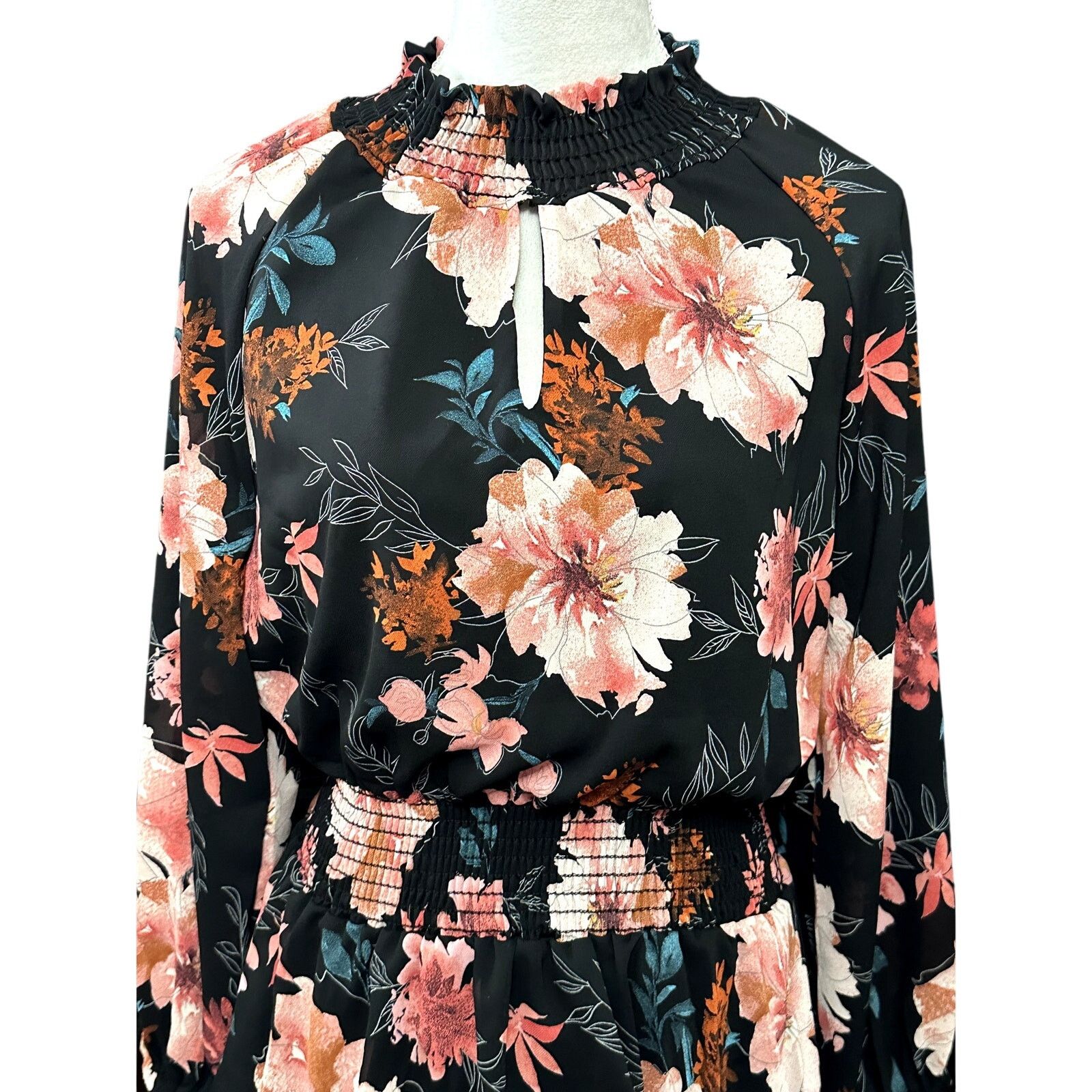 Other West K Mini Dress Floral Long Sleeve Mock Neck Multicolor S Size S / US 4 / IT 40 - 3 Thumbnail