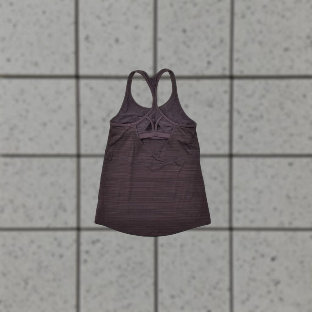 Athleta Athleta Tank XS Purple Striped Racerback Built-in Shelf Bra Polyester Sleeveless Scoop Neck Casual Women Size XS / US 0-2 / IT 36-38 - 1 Thumbnail