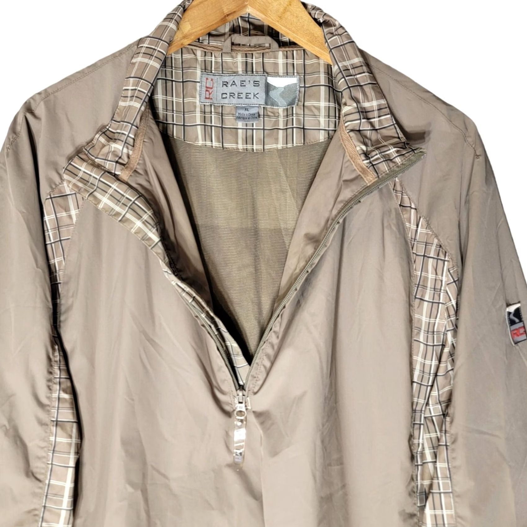 Vintage Rae's Creek Mens Jacket Windbreaker Waterproof Plaid 1/4 Zip Packable Gorpcore Sz XL Tan Size US XL / EU 56 / 4 - 6 Thumbnail