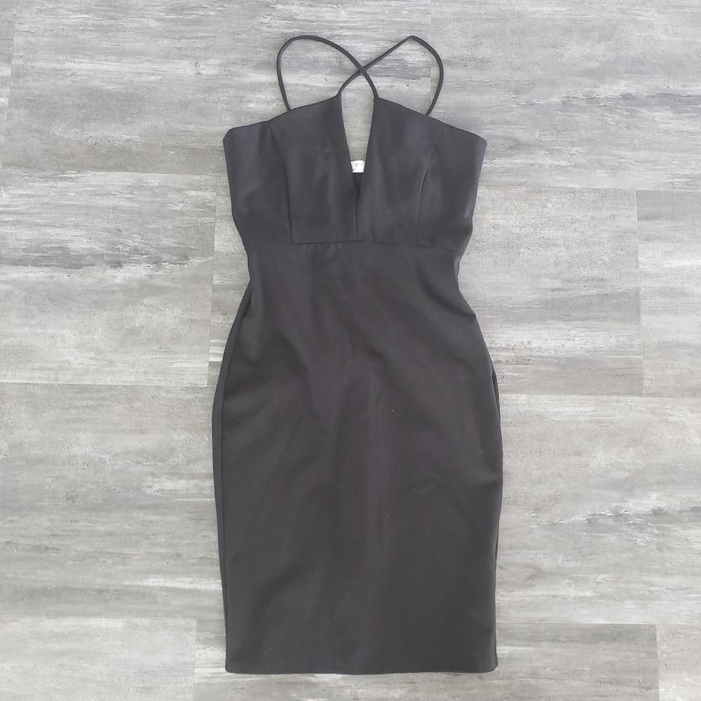 Designer Black Cross Strapped Blue Blush Midi Size M / US 6-8 / IT 42-44 - 1 Thumbnail