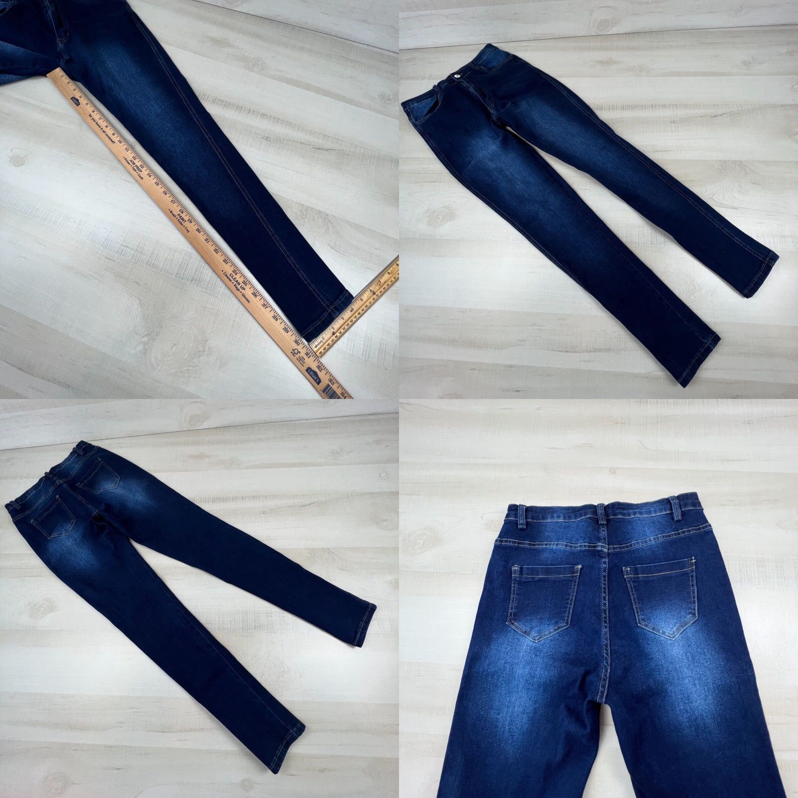 Vintage Dark Blue High Rise Skinny Jeans Women Juniors Large 28" Waist Stretch Size 36" / US 14 / IT 50 - 8 Thumbnail