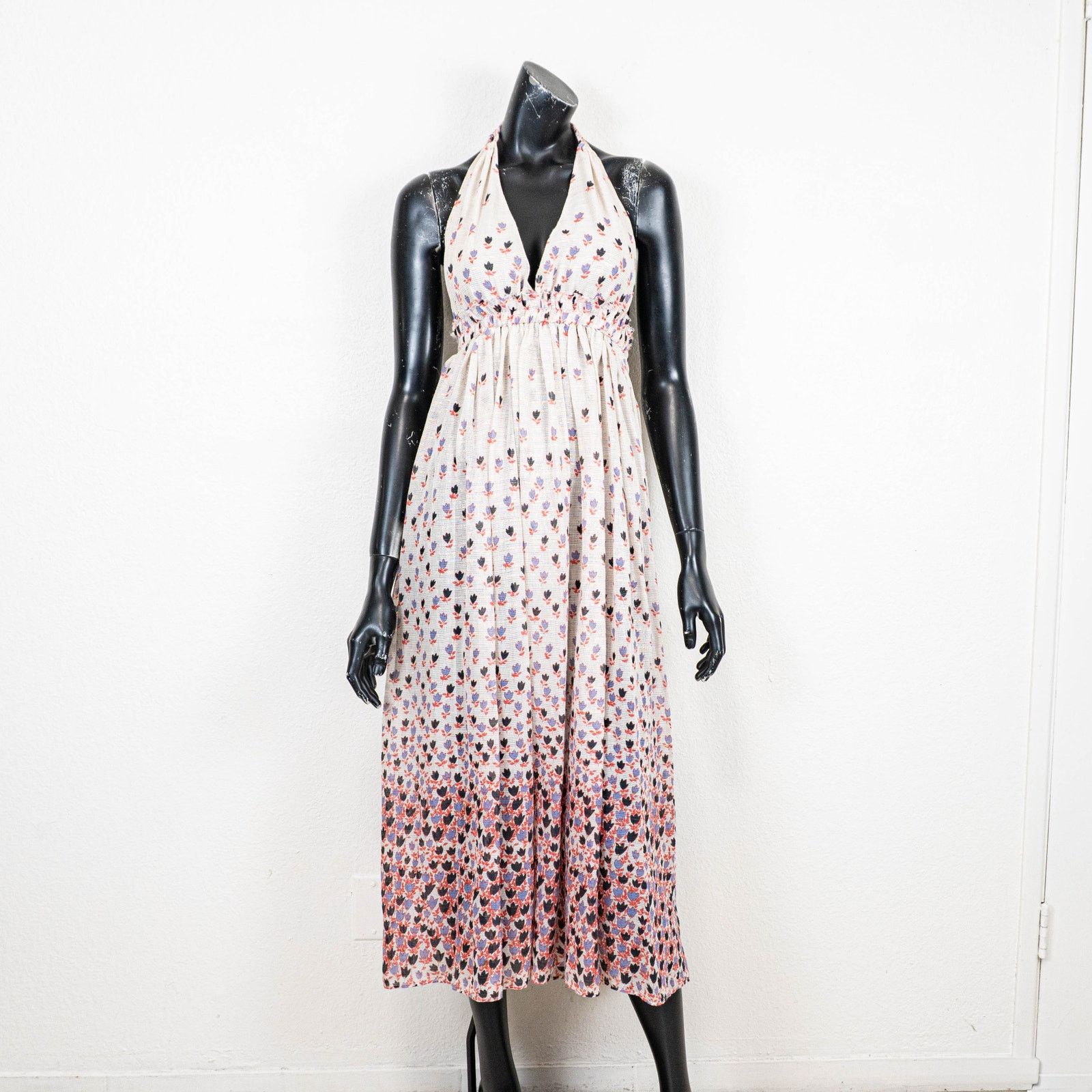 LoveShackFancy Love Shack Fancy Floral Halter Maxi Dress Boho Open Back 0 Size XS / US 0-2 / IT 36-38 - 2 Thumbnail