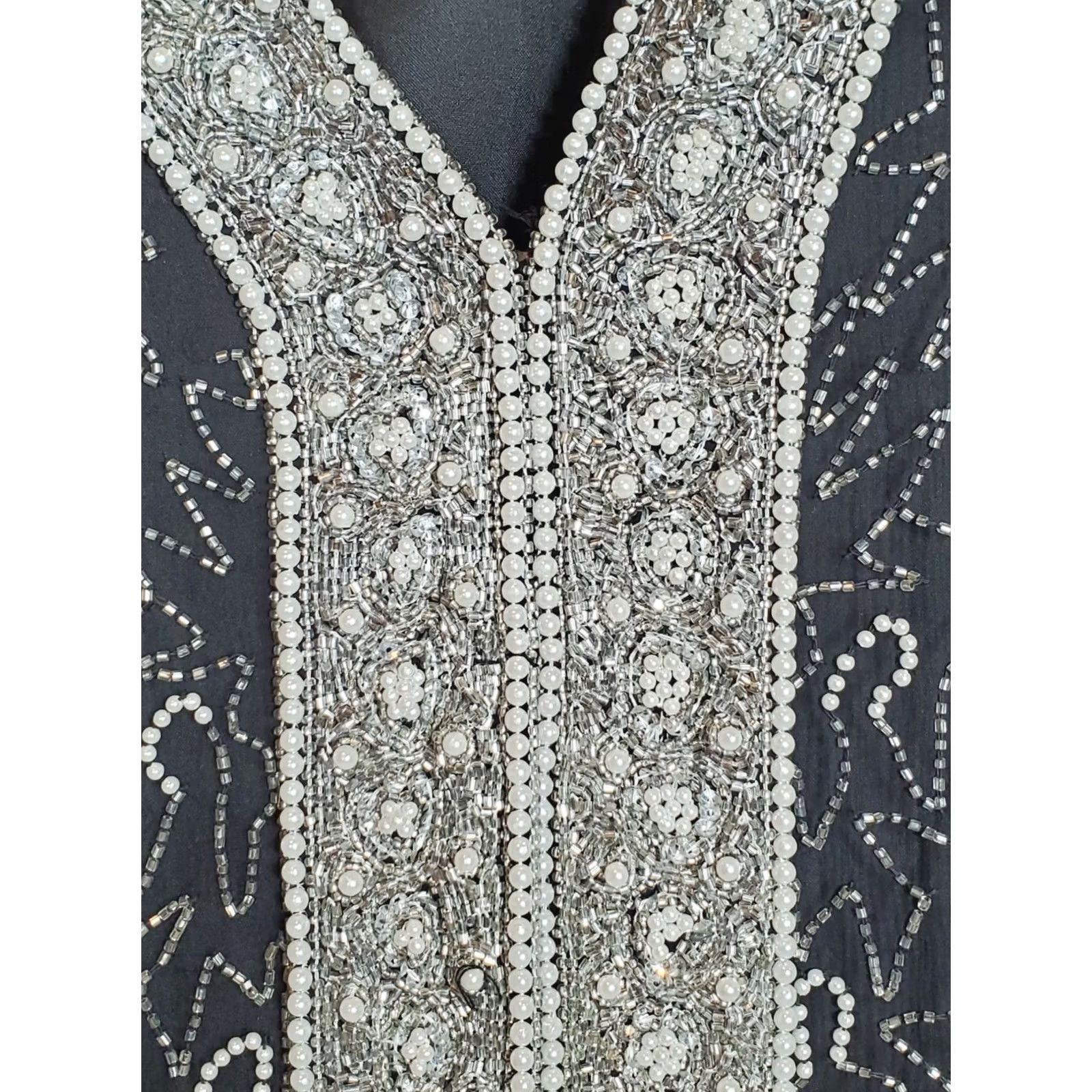 Vintage Vintage Laurence Kazar Beaded Silk Black Jacket Blazer Lined Womens Size L Size L / US 10 / IT 46 - 4 Thumbnail
