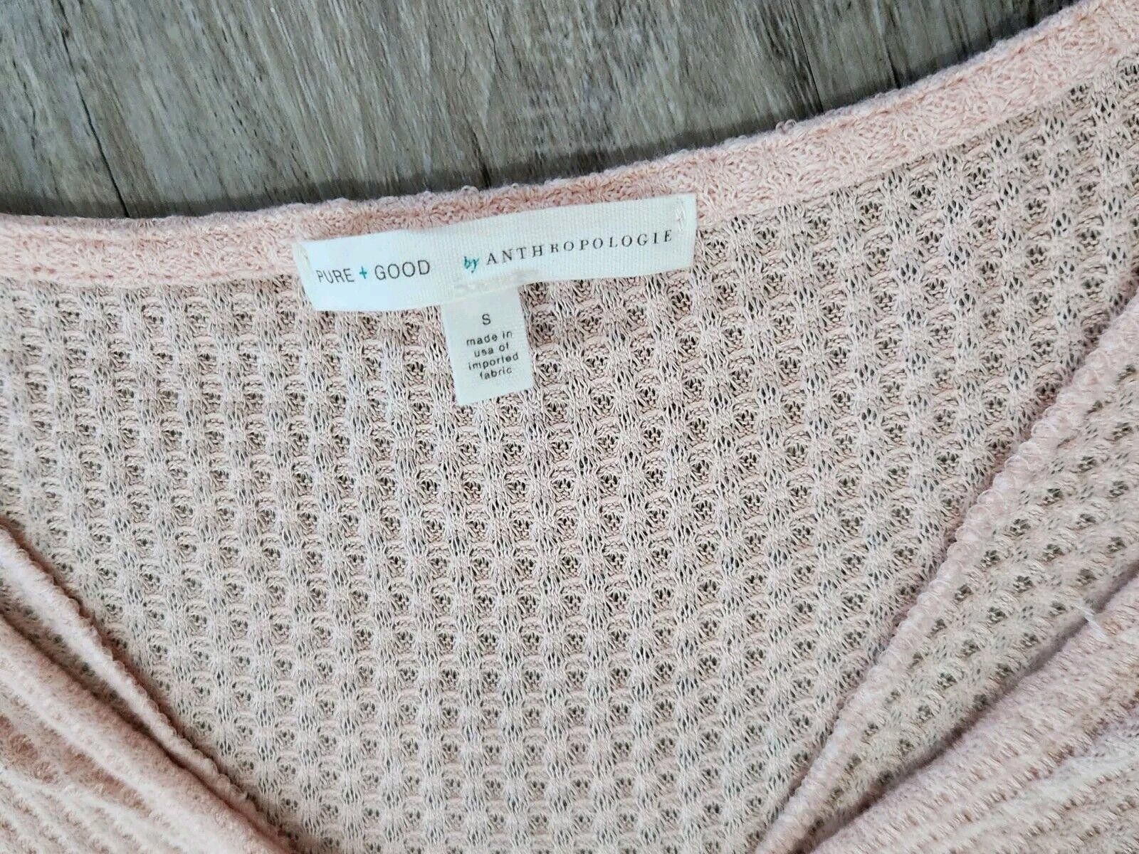 Designer Pure And Good Anthropoligie Top Small Waffle Knit Pink V Size S / US 4 / IT 40 - 2 Thumbnail