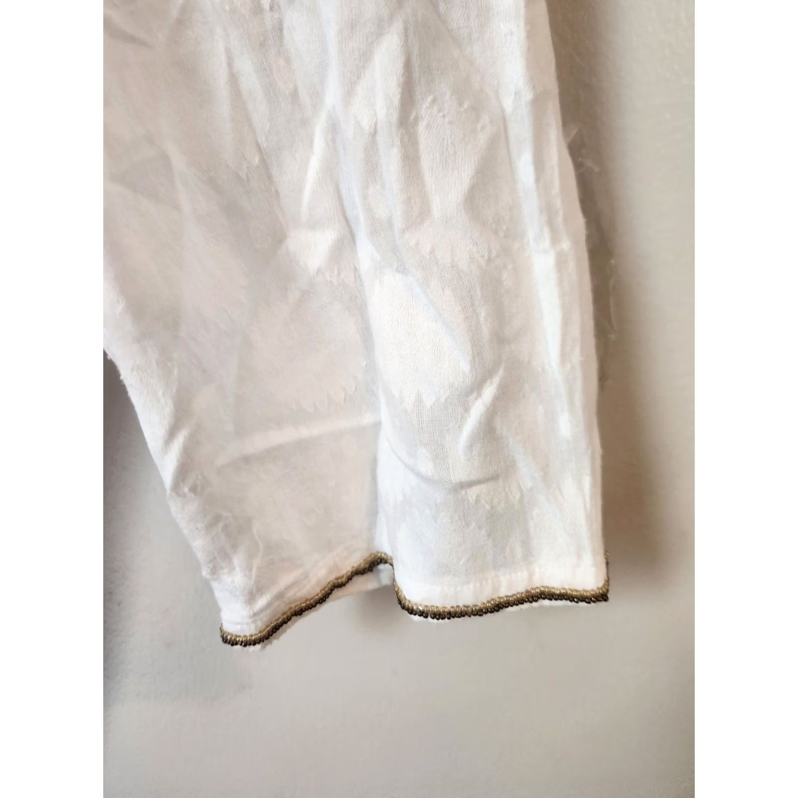 Charter Club Charter Club Woman White Beaded Detailed Tunic Top Blouse 0X V-Neck 3/4 Sleeve Casual Hippie Boho Yoga Travel Party/Cocktail Women Size XL / US 12-14 / IT 48-50 - 4 Thumbnail