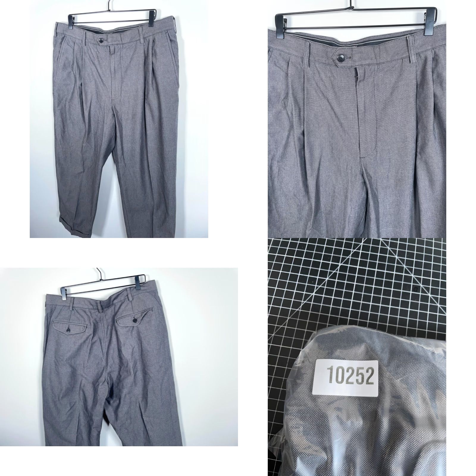 Vintage VINTAGE Structure 90s Pleated Cotton Trousers Pants Mens Regular Baggy Fit Gray 38 x 29 Size US 39 - 9 Thumbnail