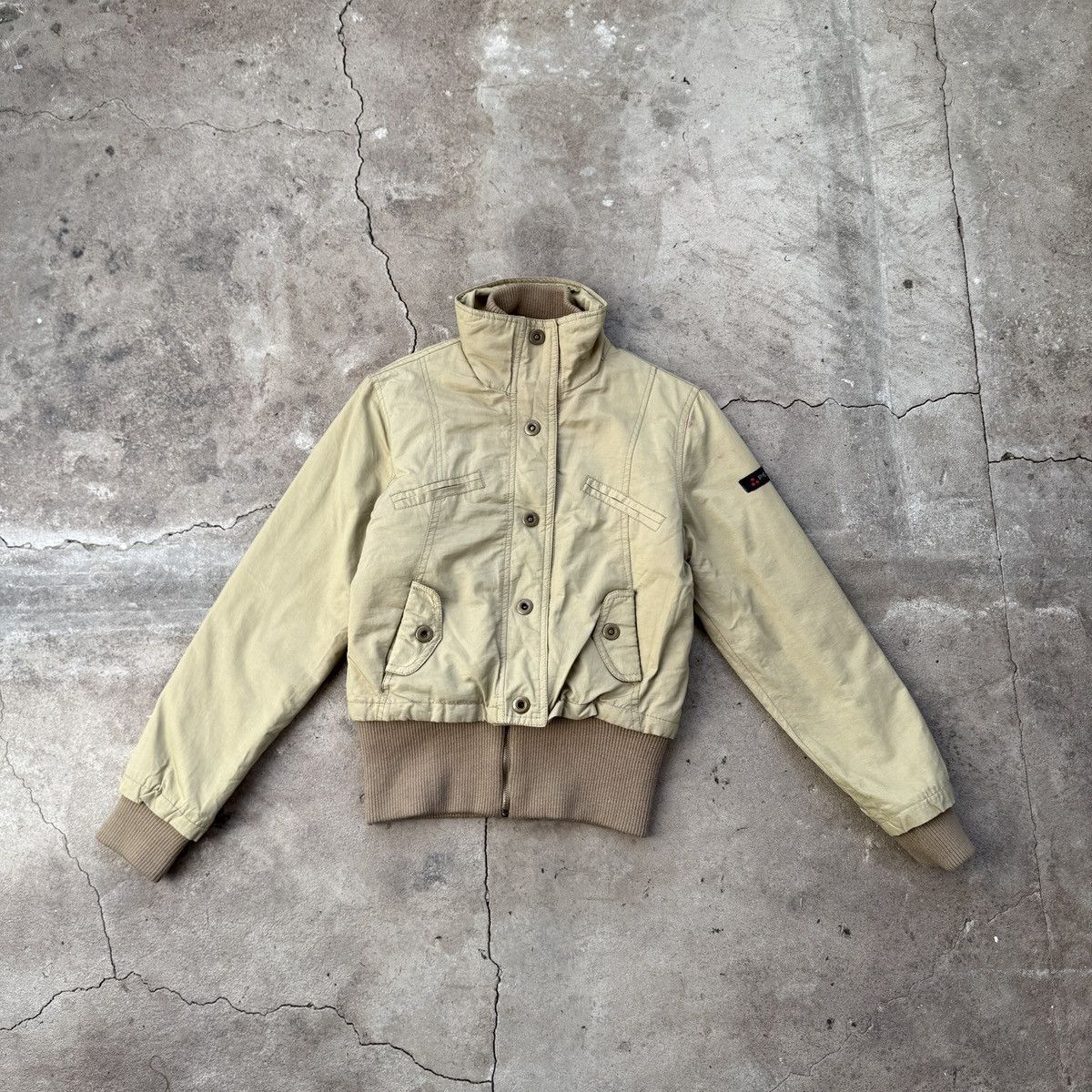 Peuterey × Vintage Peuterey Bomber Nylon Jacket Cream Size L / US 10 / IT 46 - 1 Thumbnail