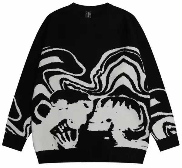 Japanese Brand Chiaki x Ahata Skeletons In Love Knitted Sweater Pullover Size US L / EU 52-54 / 3 - 4 Thumbnail