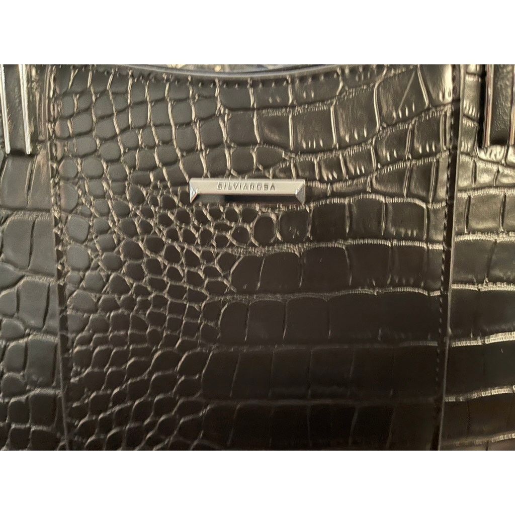 Unknown London SILVIAROSA Black Faux Leather Snakeskin Purse Handbag Size ONE SIZE - 8 Thumbnail