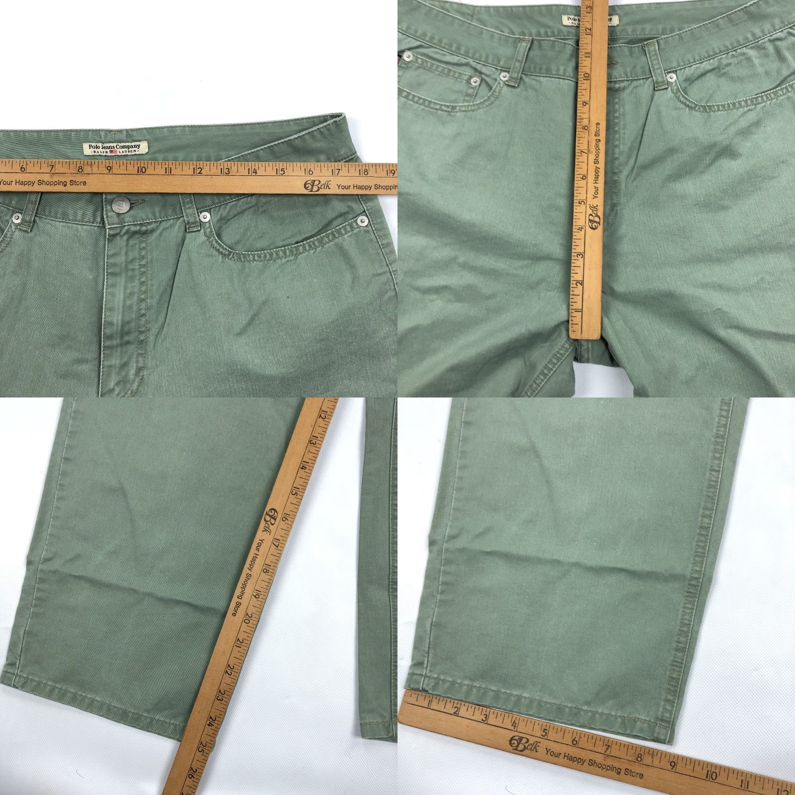 Vintage Polo Jeans Company Ralph Lauren Women Green 14 36x25 Cotton High Rise Straight Jeans Size 36" / US 14 / IT 50 - 8 Thumbnail