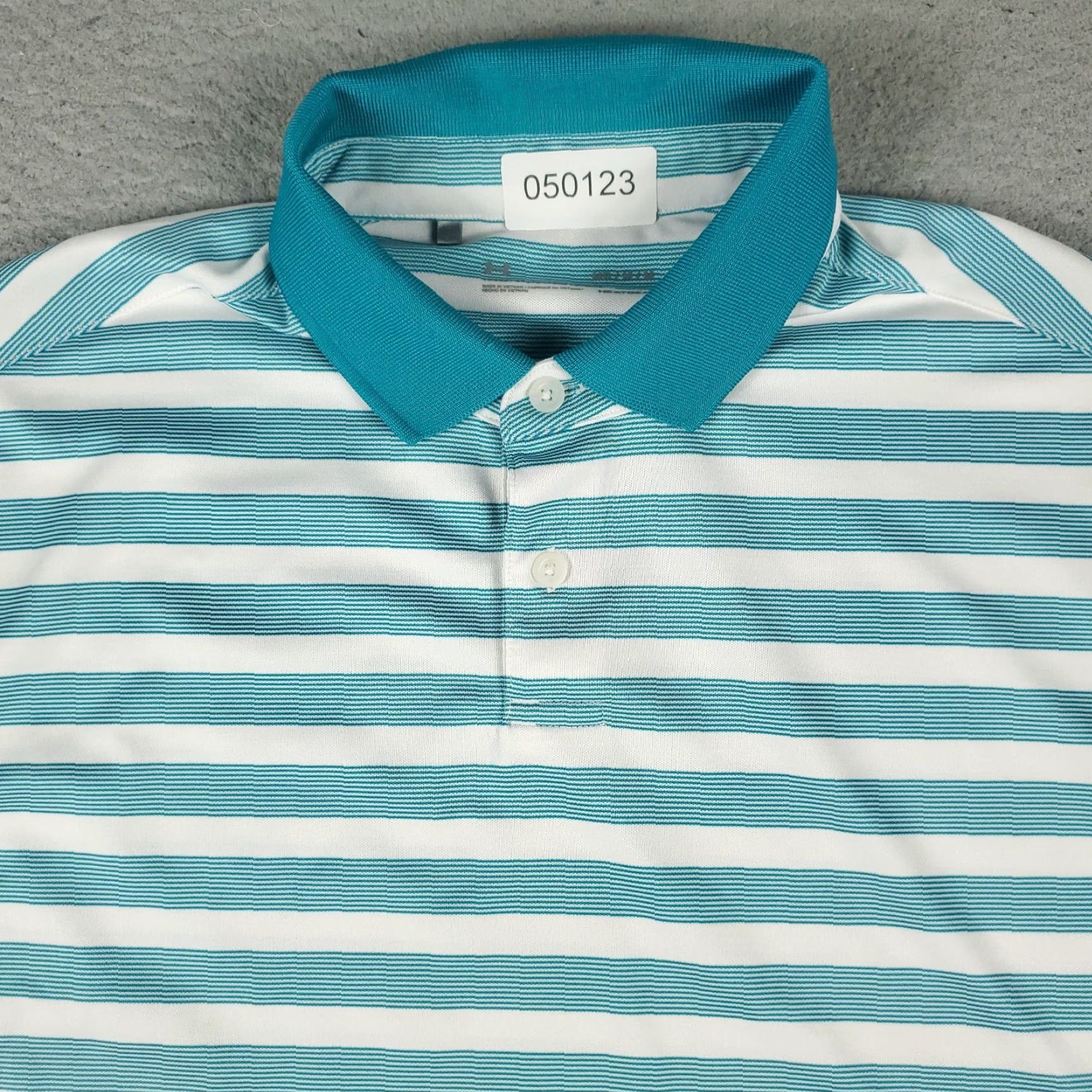 Under Armour Under Armour Polo Shirt Mens M Blue White Striped Short Sleeve Polo Shirt Mens Blue Striped 100% Polyester Regular Casual Sports Logo Front Mens Size US M / EU 48-50 / 2 - 2 Thumbnail