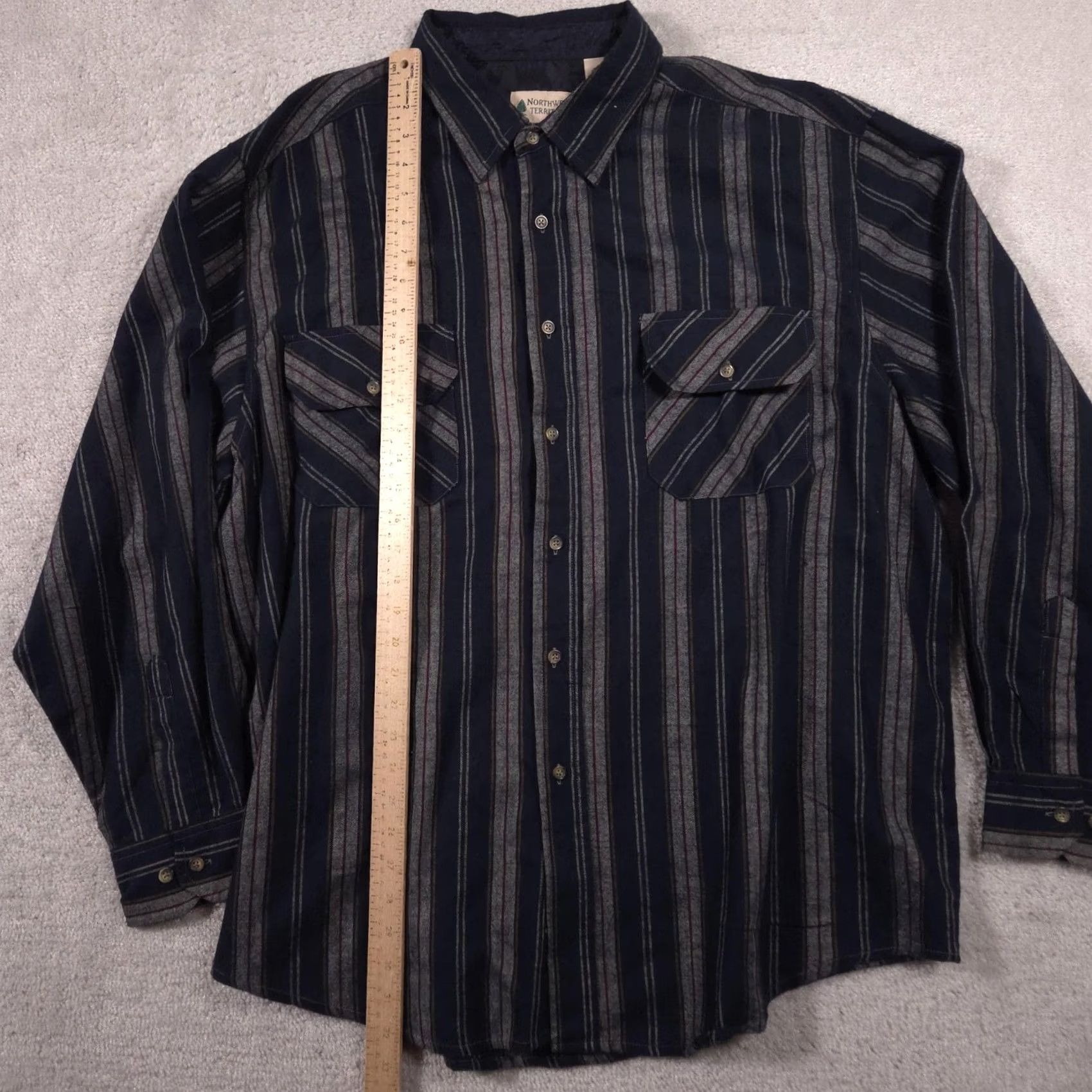 Vintage Northwest Territory Shirt Mens 2XL Blue Stripe Lined Flannel Button Long Sleeve Size US XXL / EU 58 / 5 - 7 Thumbnail