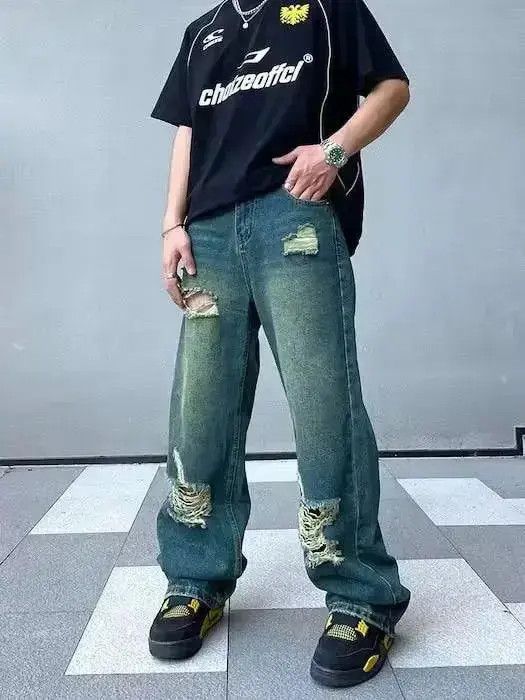 Japanese Brand Distressed Baggy Flared Denim Jeans Size US 30 / EU 46 - 3 Thumbnail