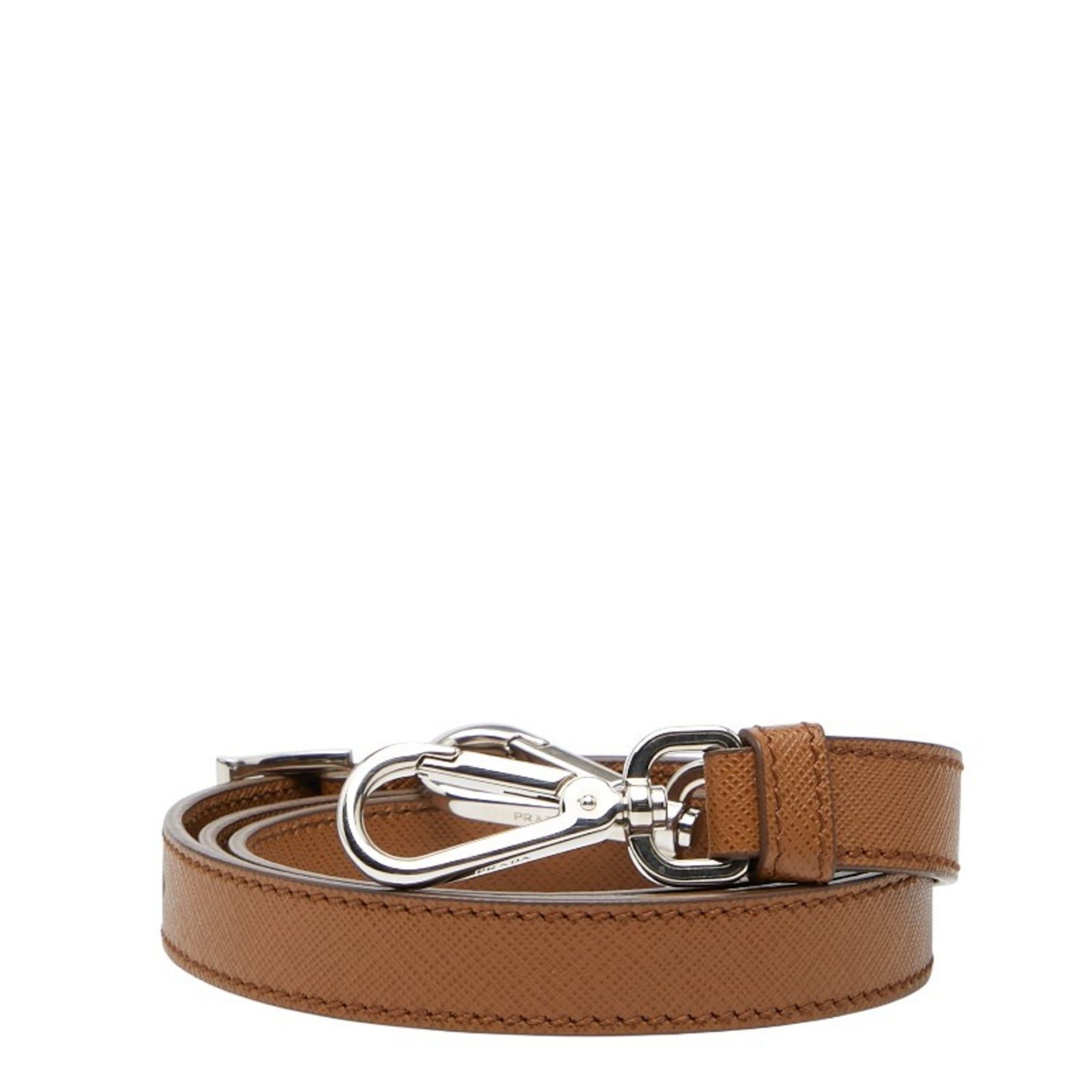 Prada Prada Shoulder Strap Brown Silver Leather Women's PRADA Size ONE SIZE - 1 Thumbnail