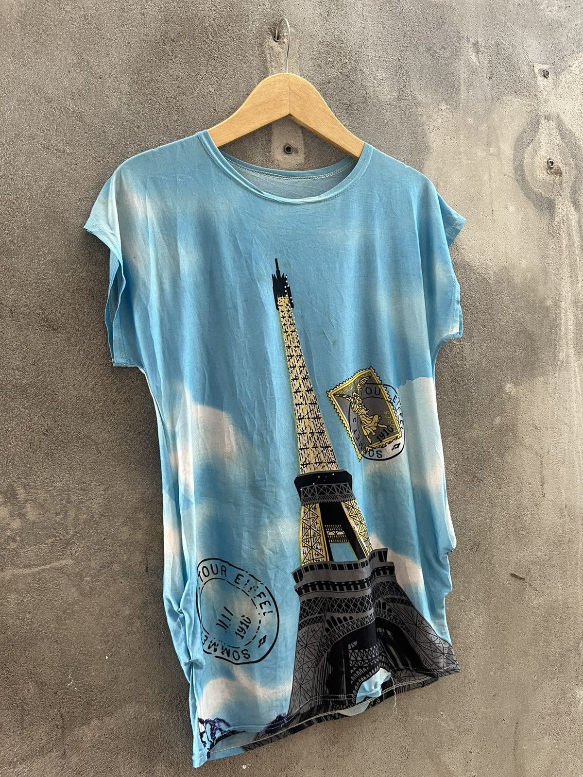 Jean Paul Gaultier × Kenzo × Moschino Vintage Eiffel Tower Paris Tee – All Over Print Sky Blue Size US S / EU 44-46 / 1 - 6 Thumbnail