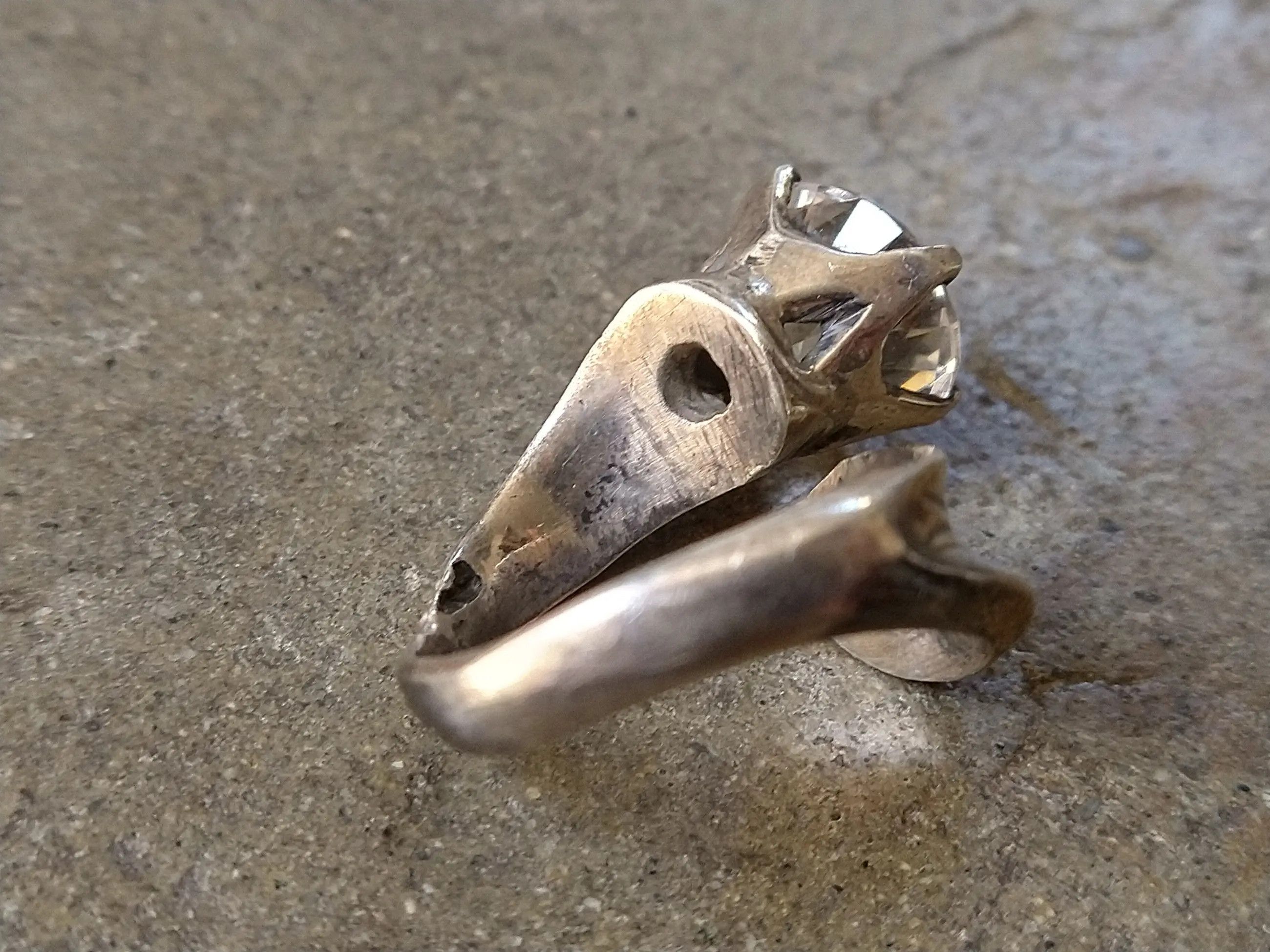Sterling Silver Vintage Sterling Silver Ring Size 8 Modern Clear CZ Size ONE SIZE - 10 Thumbnail