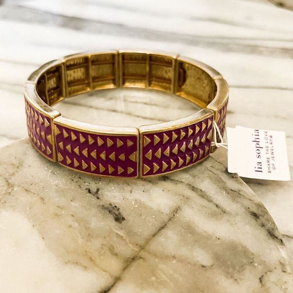 Jewelry Lia Sophia Stretch Bangle Bracelet Fuchsia Pink/Purple NWT Size ONE SIZE - 1 Thumbnail