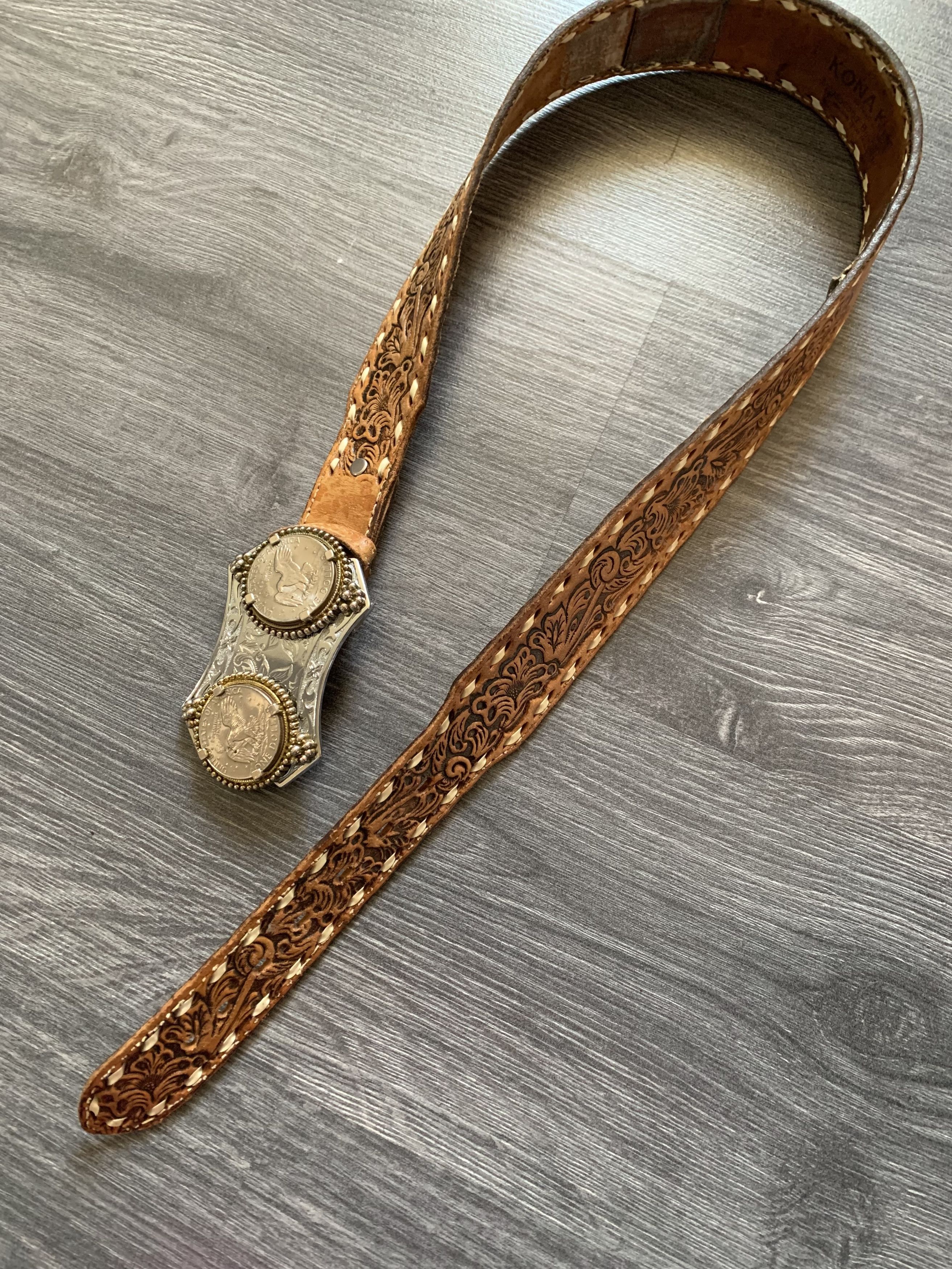 Vintage Vintage Leather Belt W/ Coin Buckle Size ONE SIZE - 5 Thumbnail