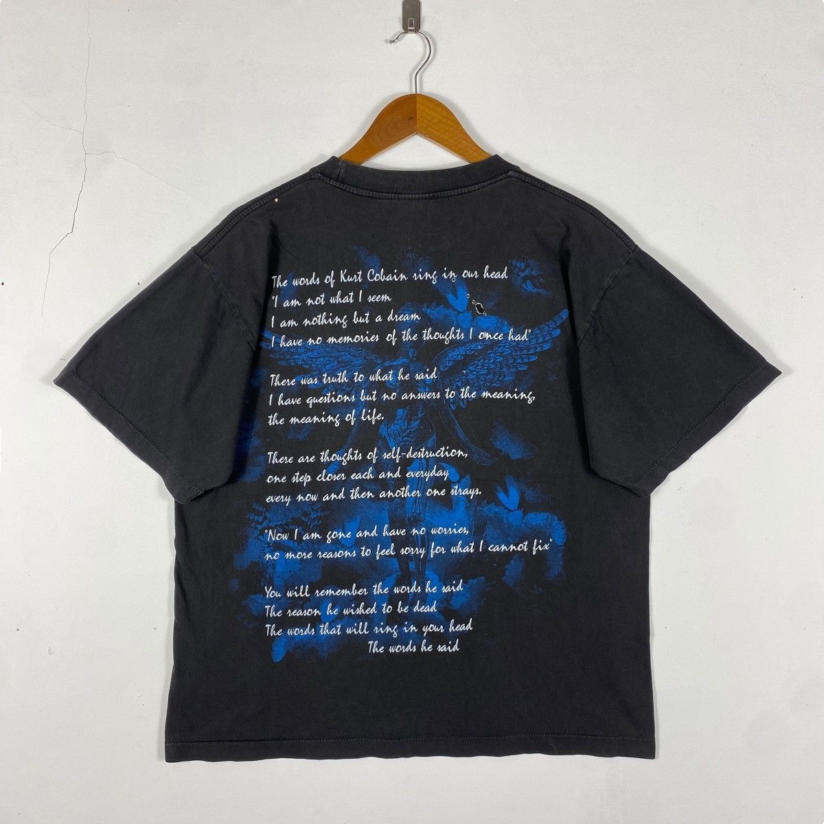 Nirvana × Vintage Vintage 90's KURT COBAIN Nirvana Big Graphic Band Tee Shirt Size US XL / EU 56 / 4 - 5 Thumbnail