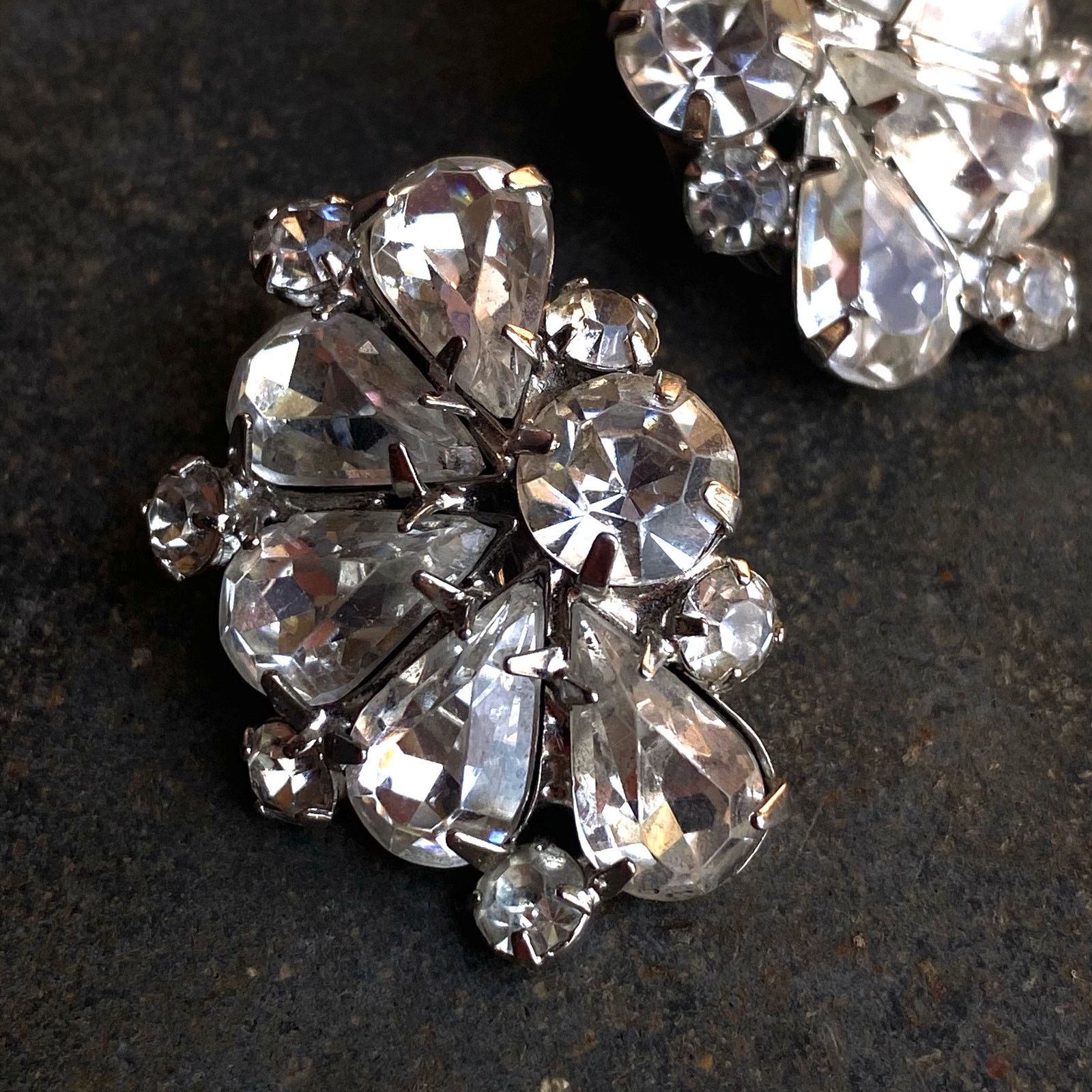 Vintage Vtg Art Deco Costume Faux Diamond Clip-on Earrings Size ONE SIZE - 3 Thumbnail
