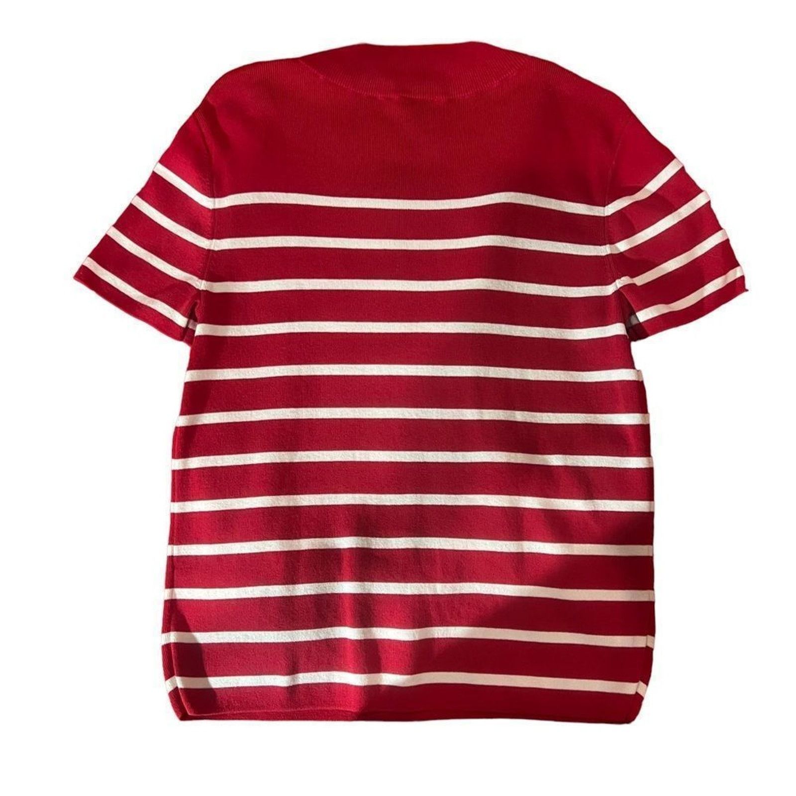 Talbots Talbots Sweater Womens Large Striped Mock Neck Short Sleeve Size L / US 10 / IT 46 - 5 Thumbnail