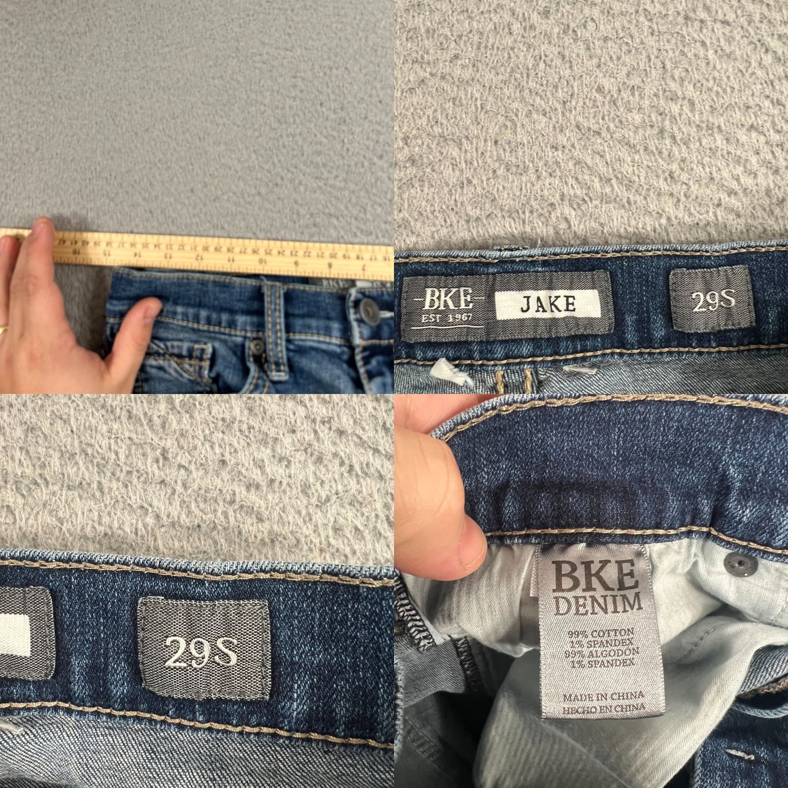 BKE VINTAGE BKE Jeans Men 29 Regular Fit Straight Stretch Dark Denim Cowboy Style Size US 29 - 8 Thumbnail