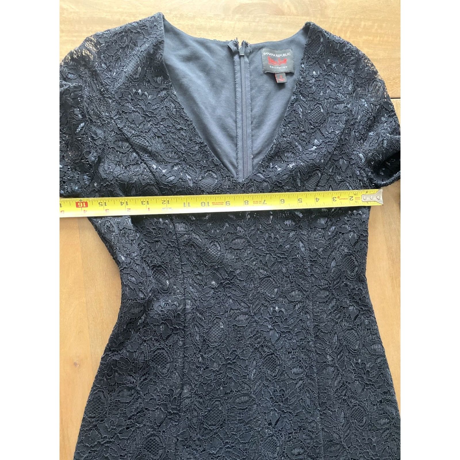 Banana Republic Banana Republic Dress L’Wren Scott Collection V-Neck Lace A-Line Midi Womens 4 Black 3/4 Sleeve Knee Length Party/Cocktail Size S / US 4 / IT 40 - 7 Thumbnail