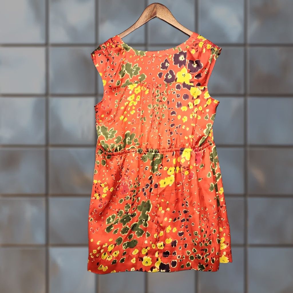 Vintage CAbi Top Womens Large Orange Floral Tie Waist Sleeveless Buttons Shirt Size L / US 10 / IT 46 - 1 Thumbnail
