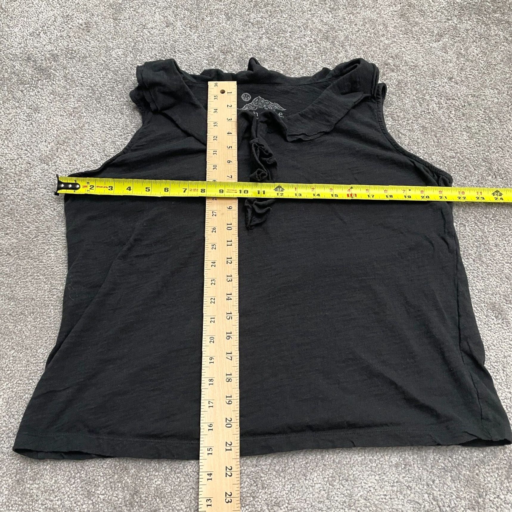 Vintage Sahalie Tank Top Womens Plus Size 1X Black 100% Cotton Sleeveless Ruffle V-Neck Casual Shirt Size XL / US 12-14 / IT 48-50 - 7 Thumbnail