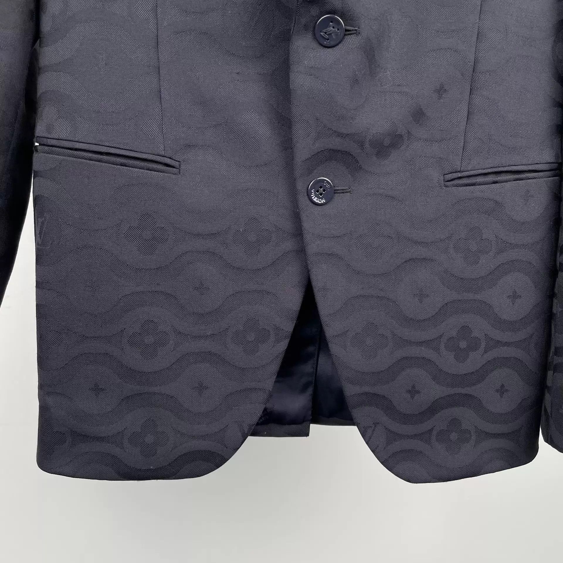 Louis Vuitton LV men's wool suit jacket black blue 48 Size 48R - 8 Thumbnail
