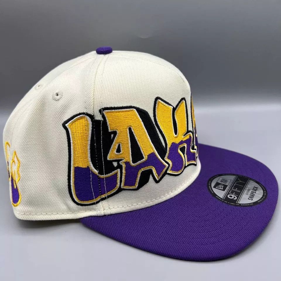 New Era × Vintage Los Angeles Lakers Hat Graffiti Retro Snap Back A-Frame Size ONE SIZE - 3 Thumbnail