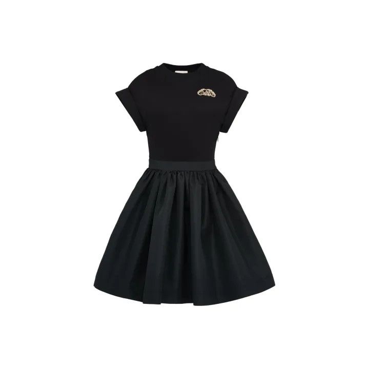 Alexander McQueen Alexander McQueen Black Hybrid Mini Dress 0079 Size M / US 6-8 / IT 42-44 - 1 Thumbnail