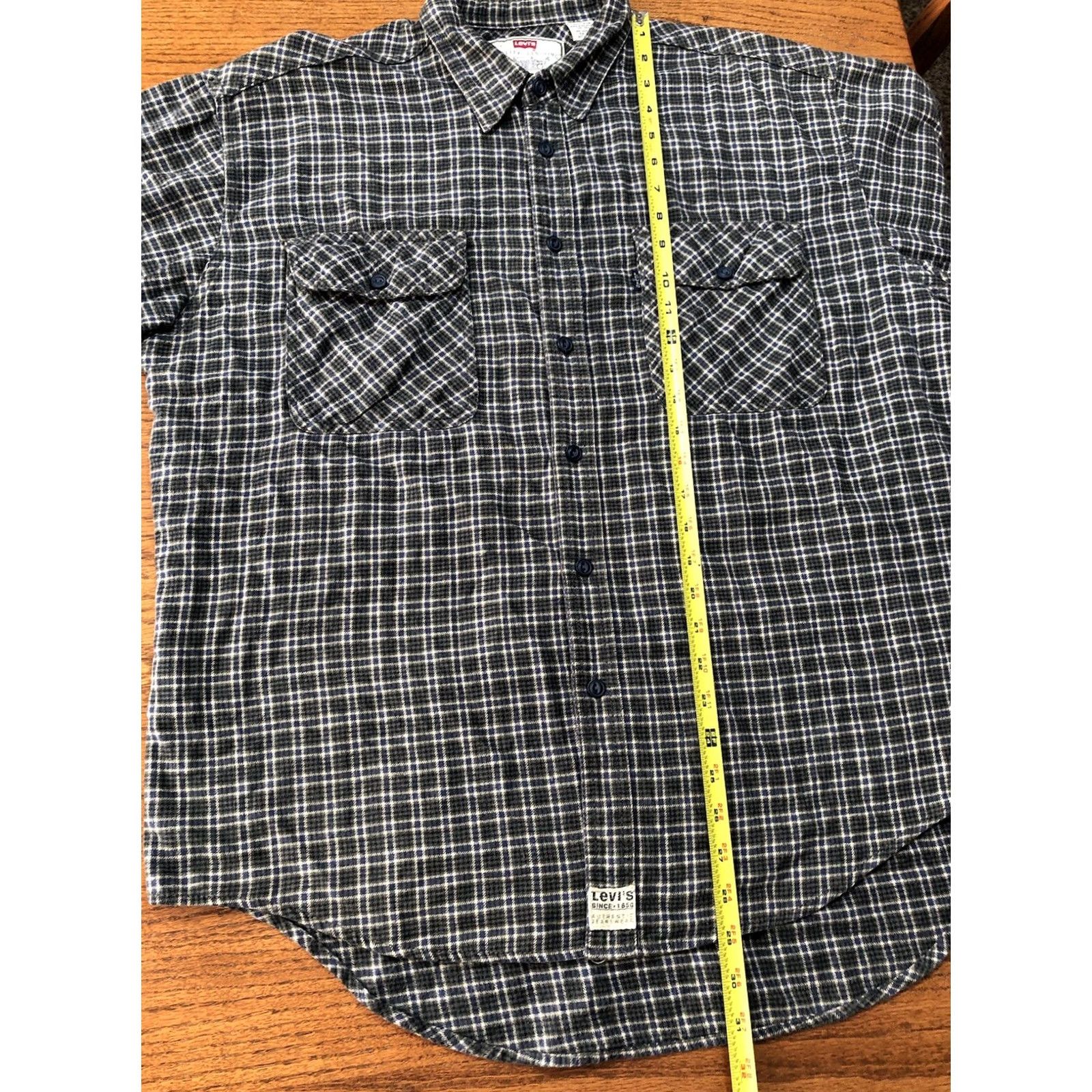 Levi's VINTAGE Levi's Shirt Men Large Green Blue Plaid Heavyweight Pocket Size US L / EU 52-54 / 3 - 7 Thumbnail