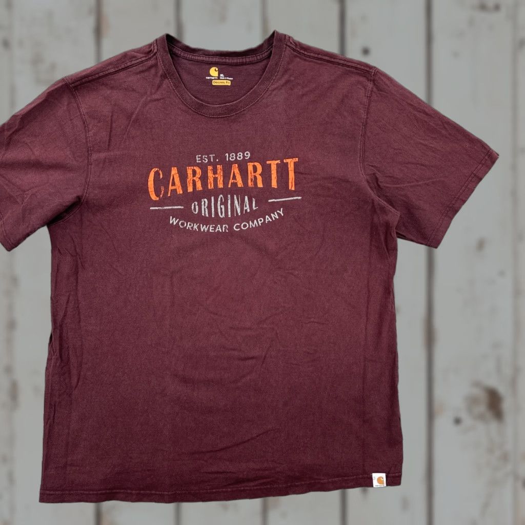 Carhartt Carhartt T-Shirt Men XL Maroon Red Graphic Print Logo EUC Regular Fit Size US XL / EU 56 / 4 - 1 Thumbnail