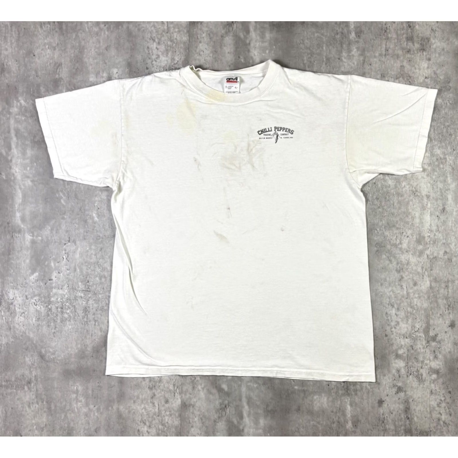 Anvil VINTAGE Chilli Peppers T Shirt Outer Banks Adult L 90s White Cotton Anvil Crew Neck Short Sleeve Men Mens Size US L / EU 52-54 / 3 - 2 Thumbnail