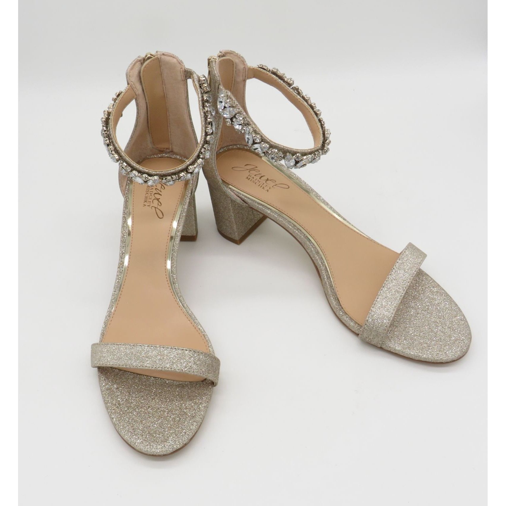 Badgley Mischka Jewel By Badgley Mischka Women's Gold Block Heel Sandals Rhi Size US 9 / IT 39 - 6 Thumbnail
