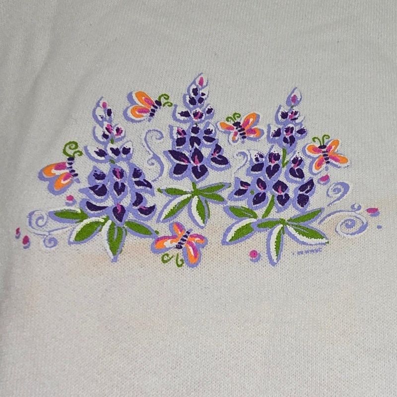 Jerzees × Vintage Vintage White Crewneck Flower Graphic 90s Sweatshirt NWT M Size M / US 6-8 / IT 42-44 - 3 Thumbnail