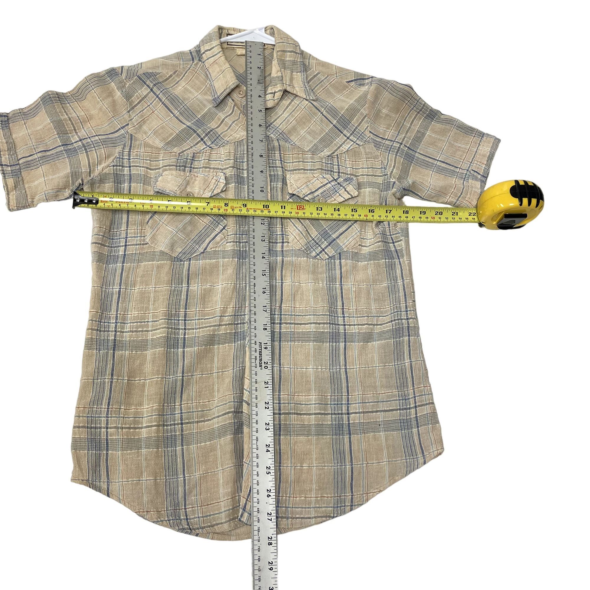 Other Vtg Chess King TEXTURED Sheer Cream Blue PLAID Shirt Size US M / EU 48-50 / 2 - 5 Thumbnail