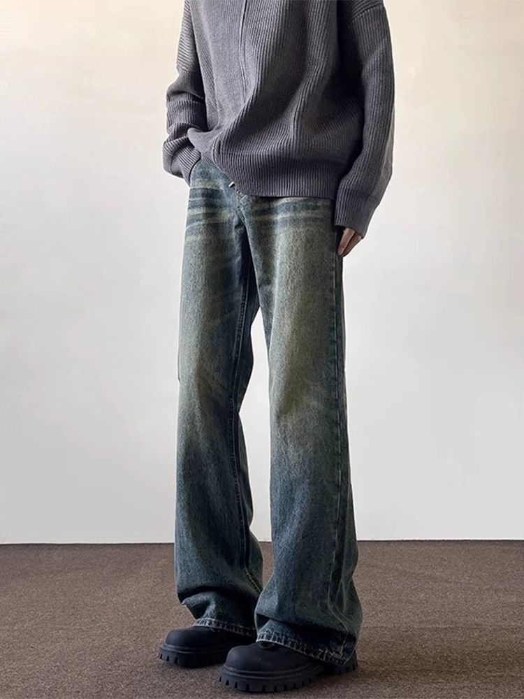 Vintage Men's Street Washed & Distressed Retro CleanFit Flared Jeans Size US 32 / EU 48 - 2 Thumbnail