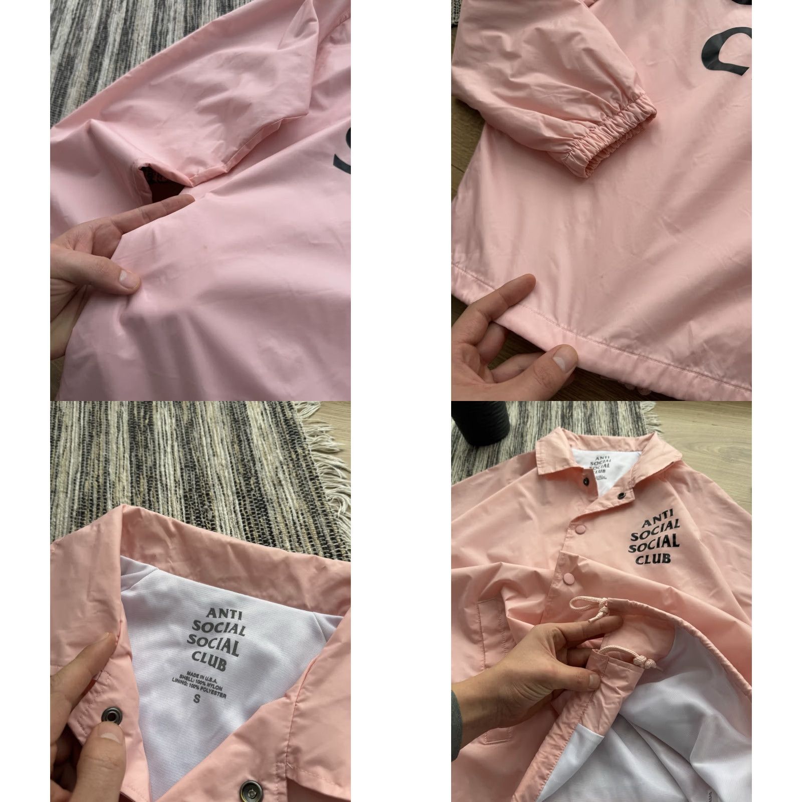 Anti Social Social Club VINTAGE Anti Social Social Club Jacket Mens Windbreaker Pink S USA Made Nylon Chest 53cm Length 69cm Size US S / EU 44-46 / 1 - 8 Thumbnail