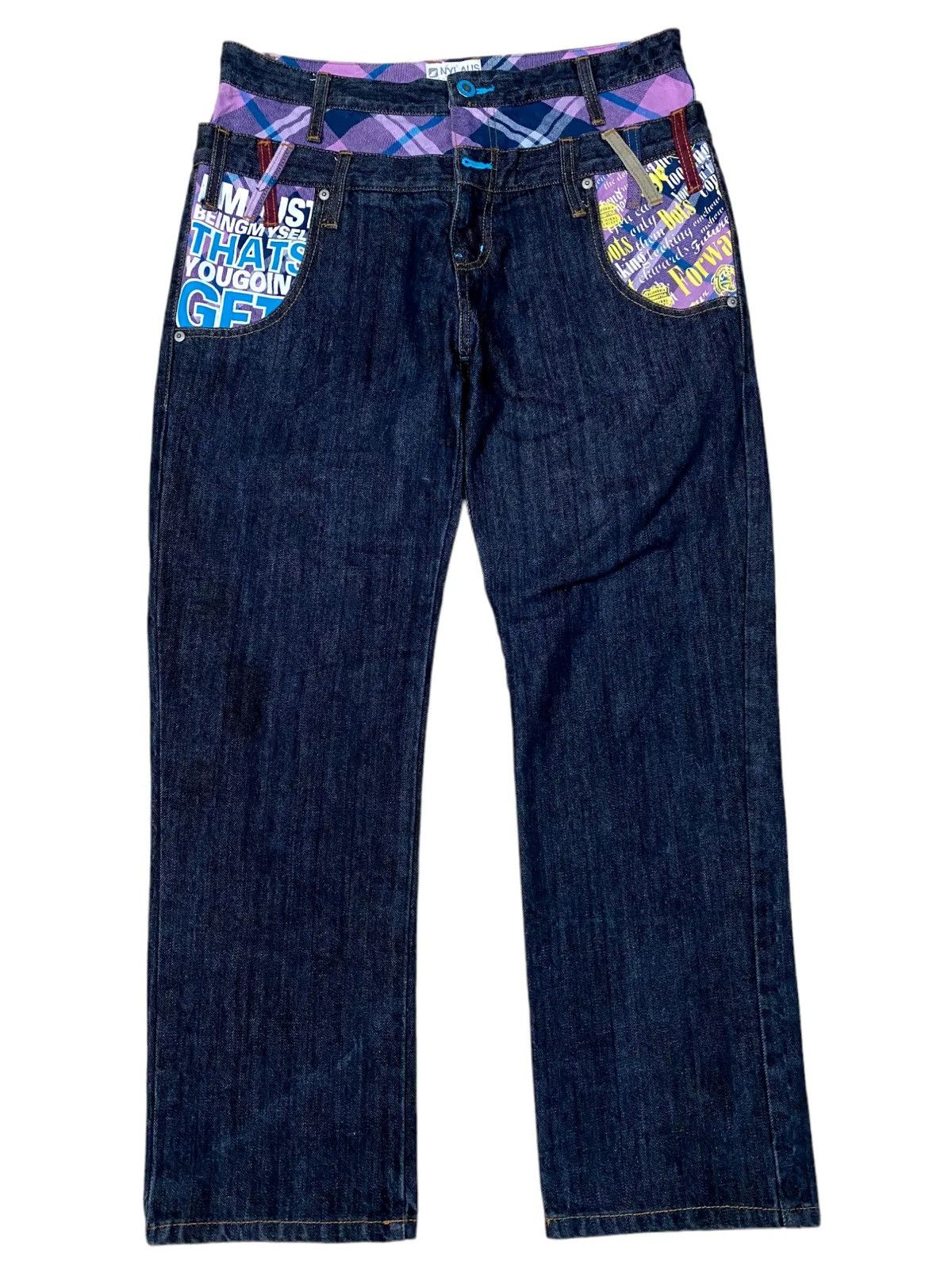 Japanese Brand 🔥Vintage Denim Double Waist Nylaus Japan🔥 Size US 33 - 3 Thumbnail