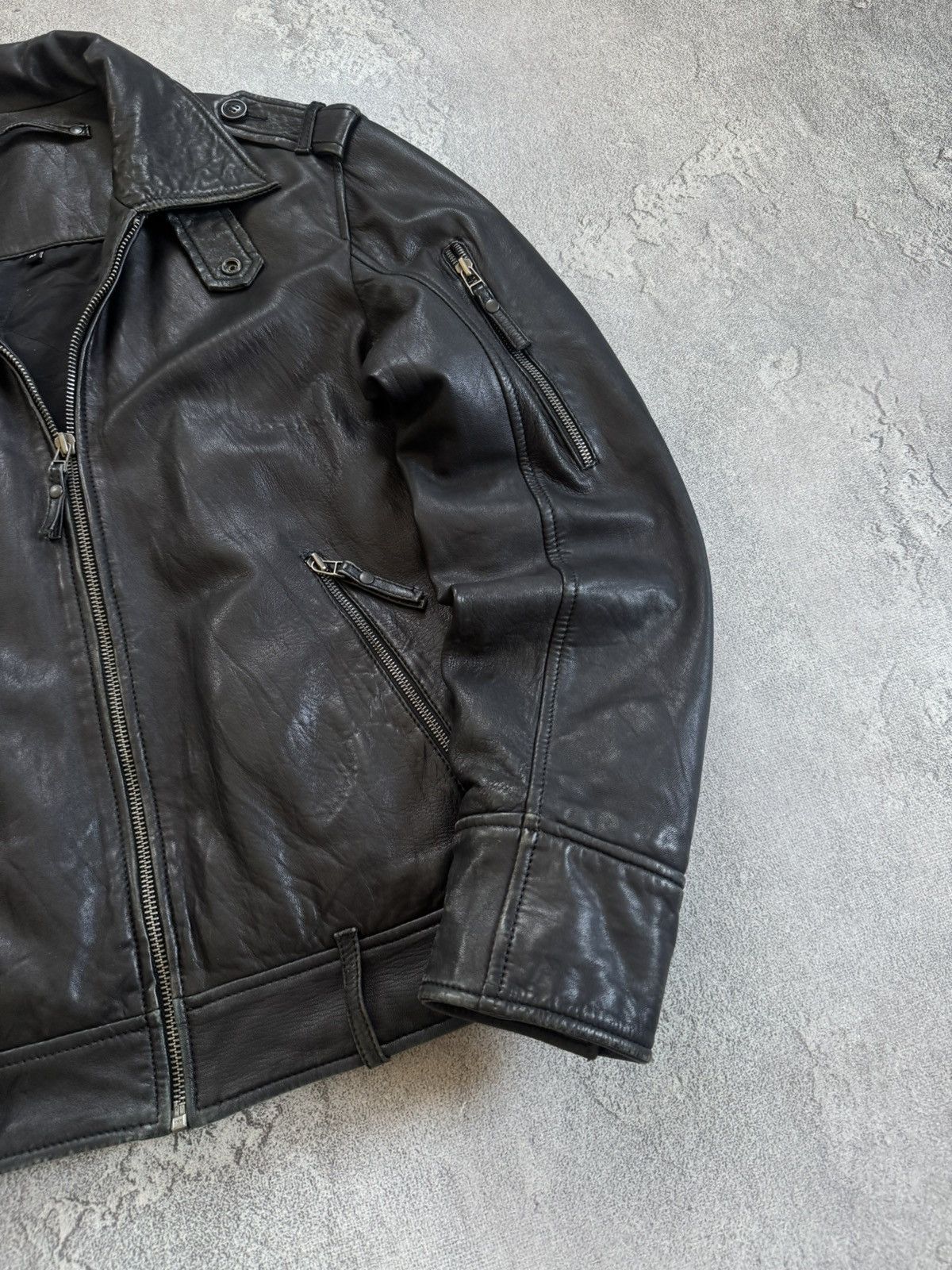 Genuine Leather Retro M/size leather aviator bomber zip jacket pilot track Size US M / EU 48-50 / 2 - 3 Thumbnail